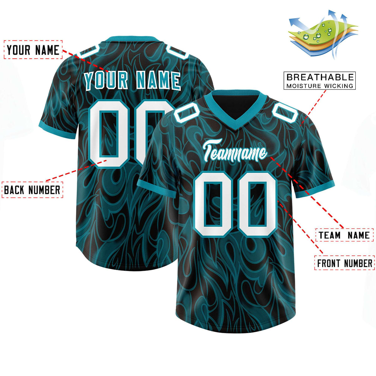 Custom Black Personalized Printed Graffiti Pattern Design Authentic Football Jersey