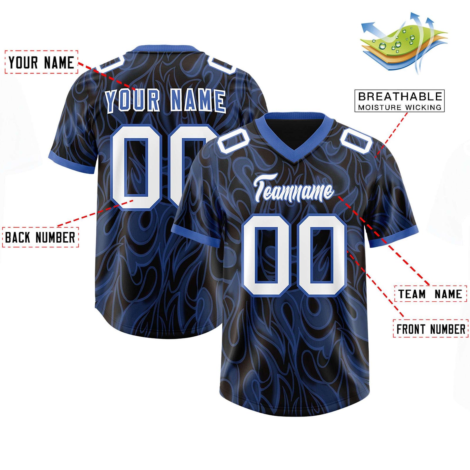 Custom Black Personalized Printed Graffiti Pattern Design Authentic Football Jersey