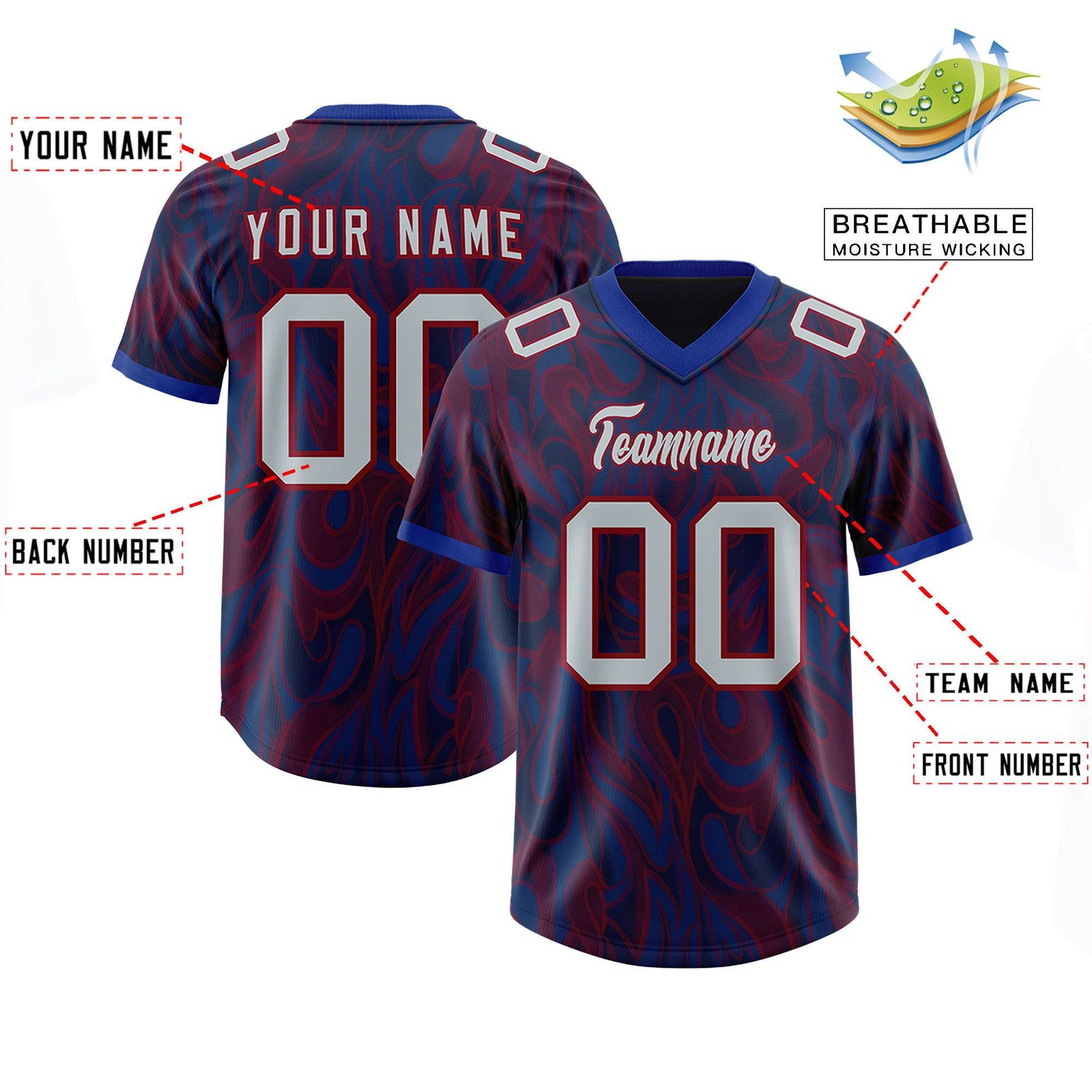 Custom Navy Personalized Printed Graffiti Pattern Design Authentic Football Jersey