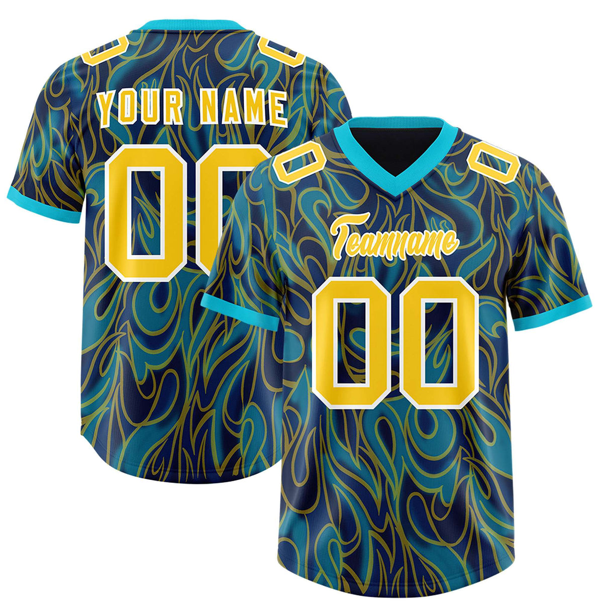 Custom Navy Personalized Printed Graffiti Pattern Design Authentic Football Jersey