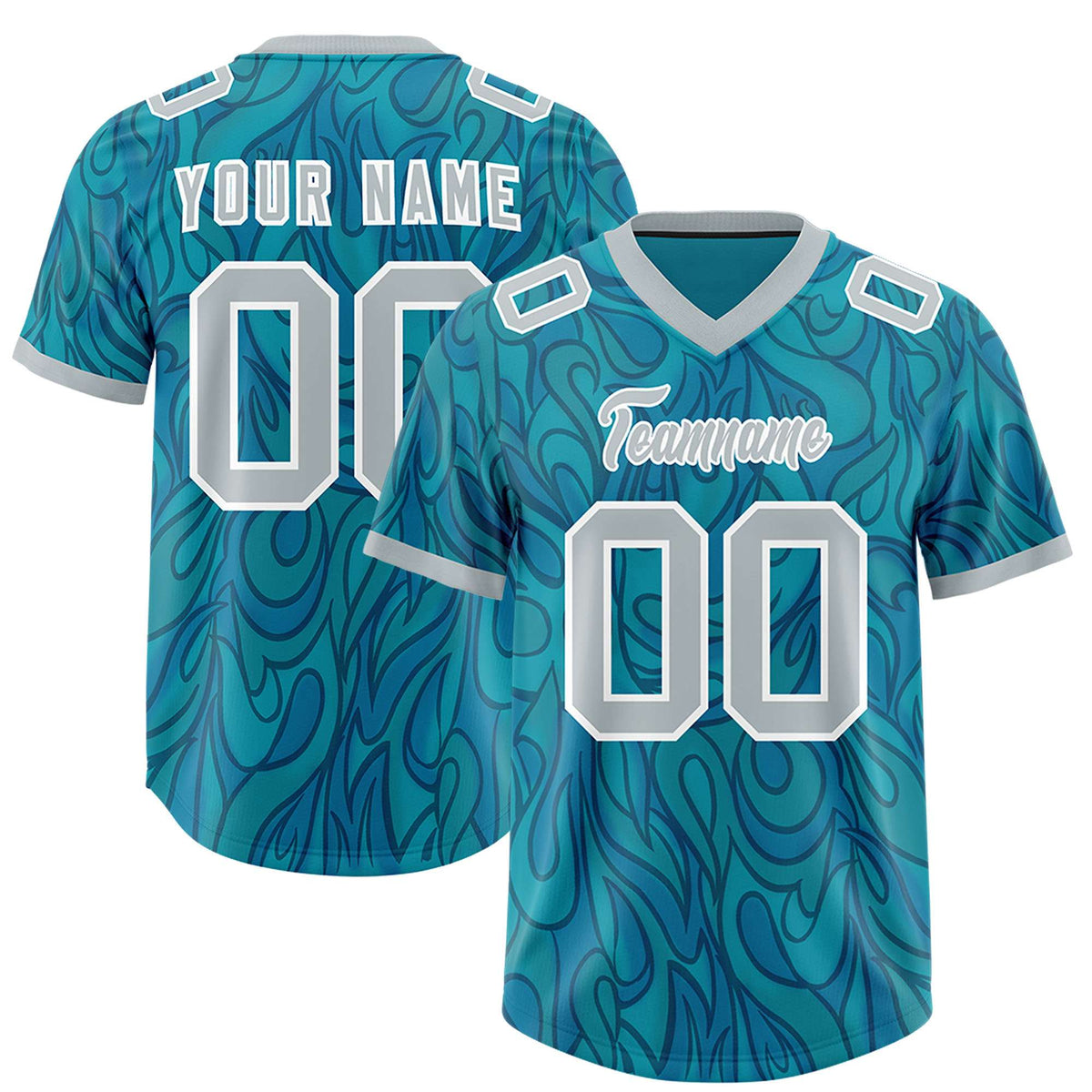 Custom Aqua Personalized Printed Graffiti Pattern Design Authentic Football Jersey