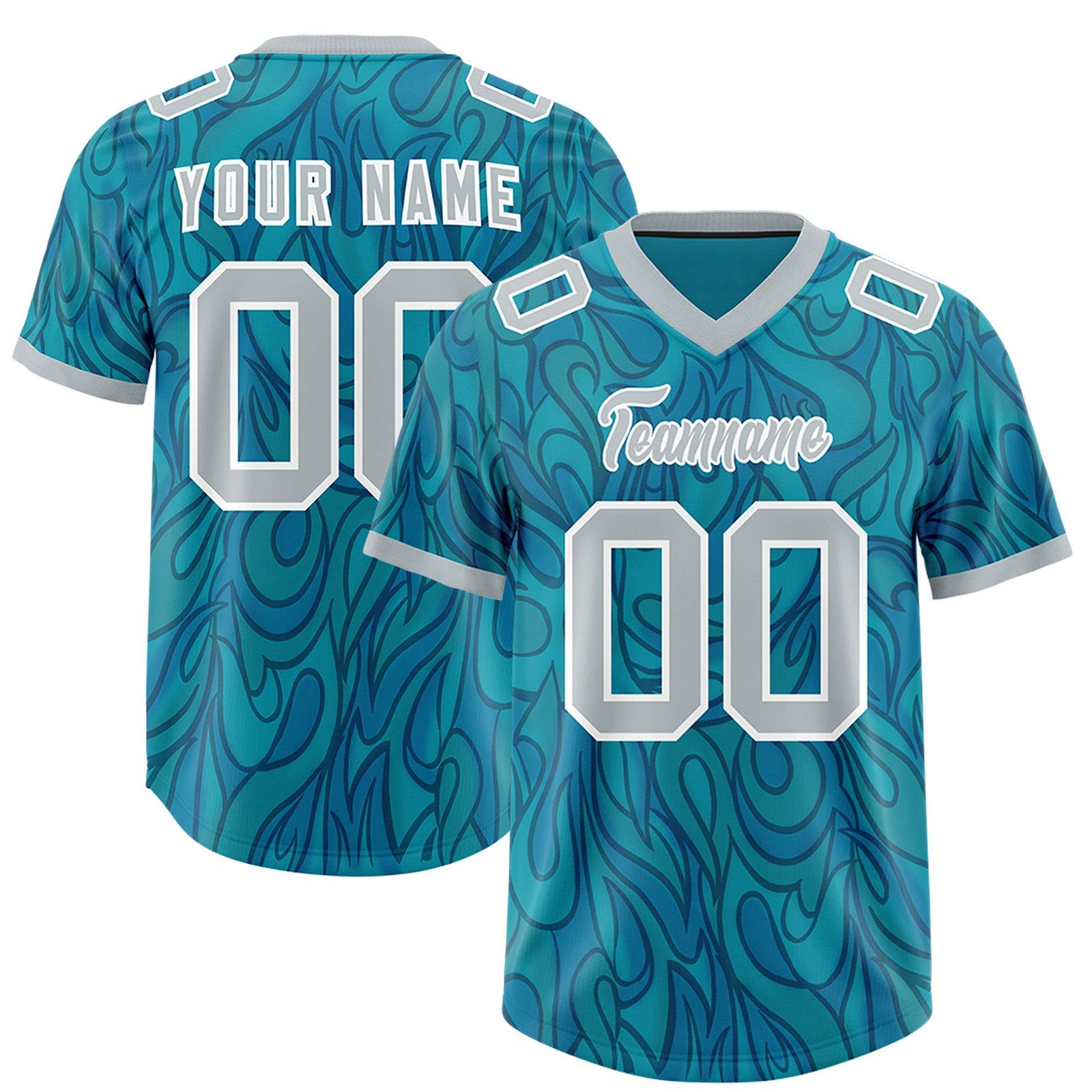 Custom Aqua Personalized Printed Graffiti Pattern Design Authentic Football Jersey