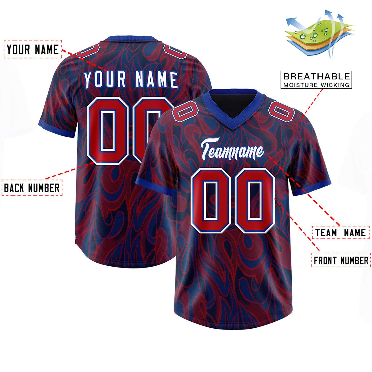 Custom Navy Personalized Printed Graffiti Pattern Design Authentic Football Jersey