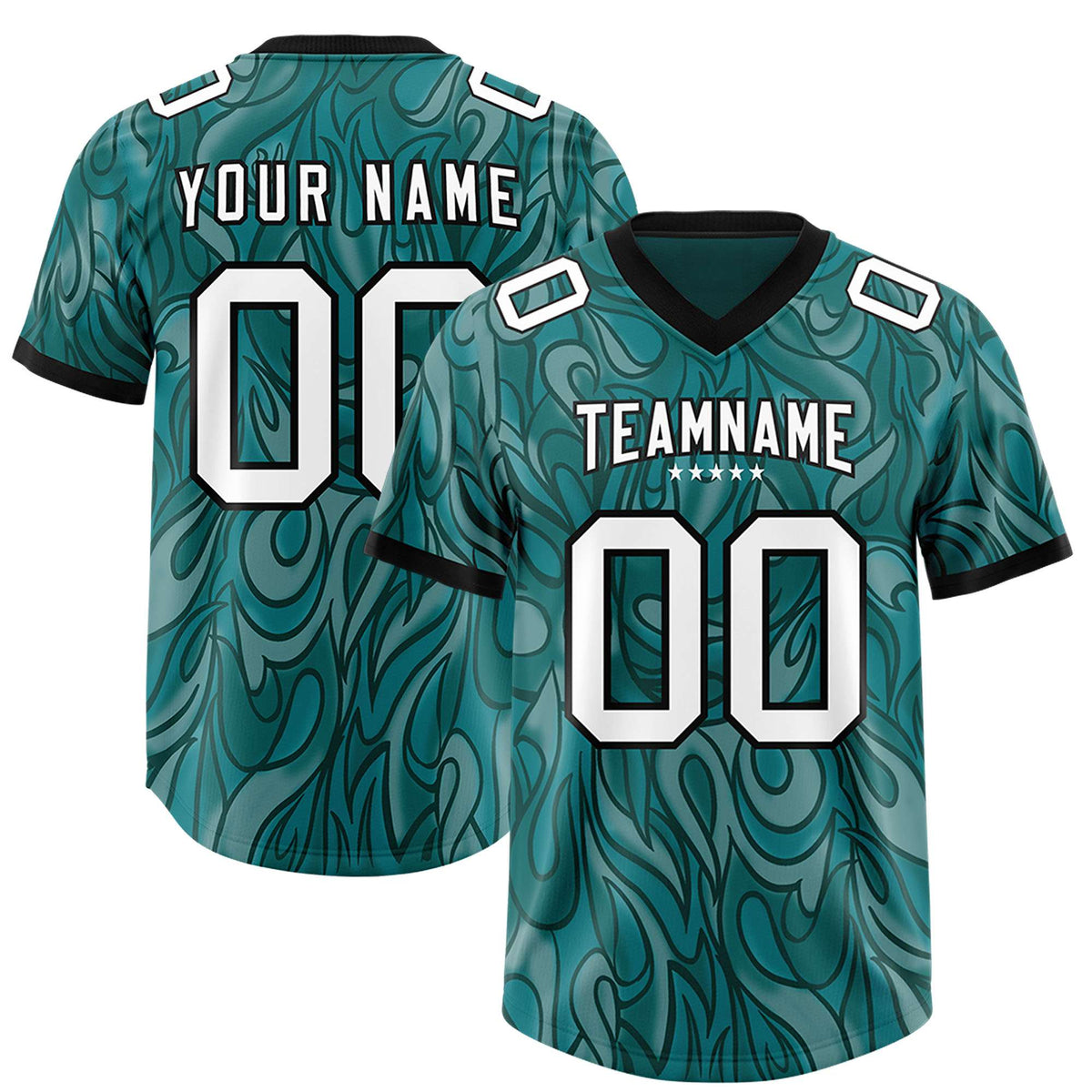 Custom Aqua Personalized Printed Graffiti Pattern Design Authentic Football Jersey