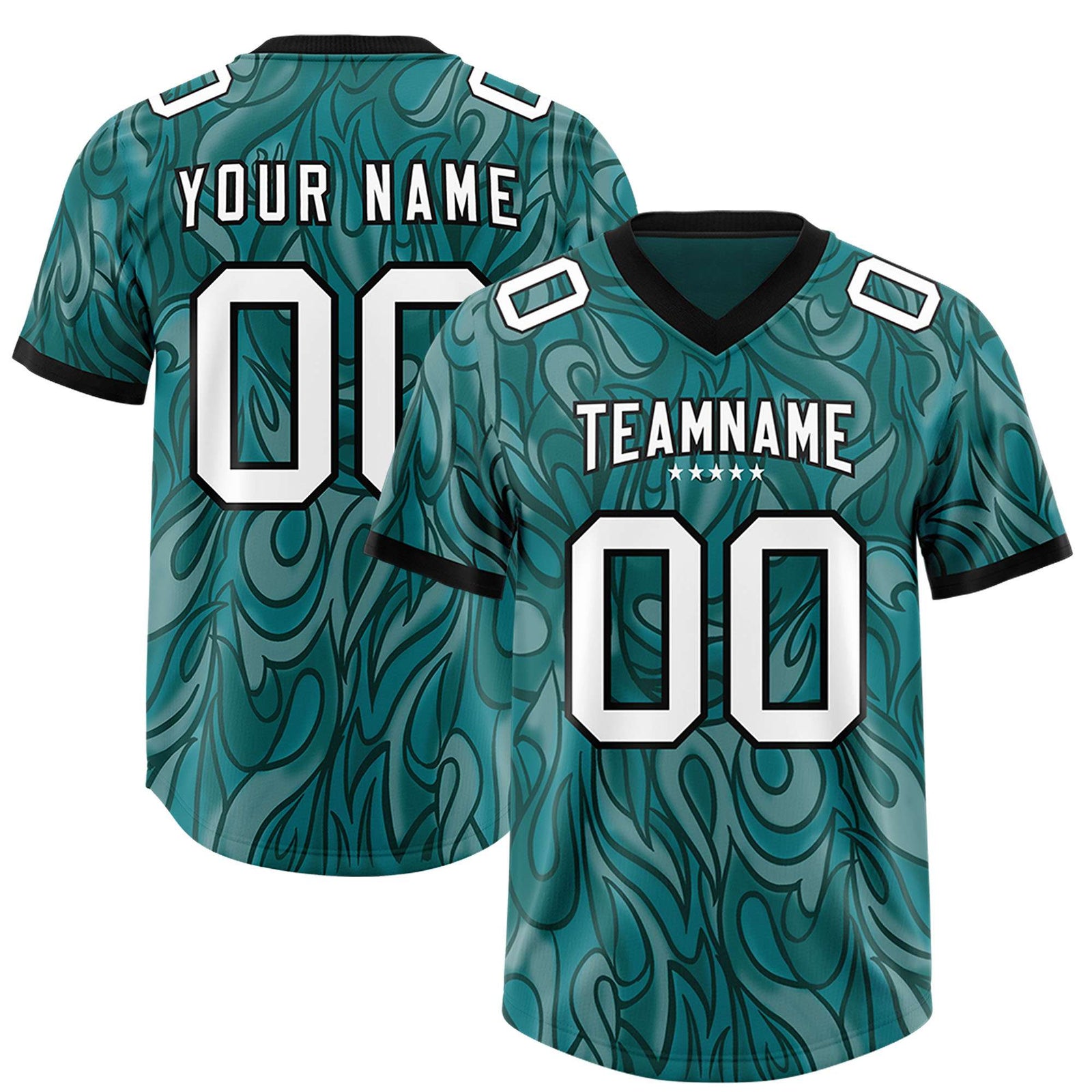 Custom Aqua Personalized Printed Graffiti Pattern Design Authentic Football Jersey