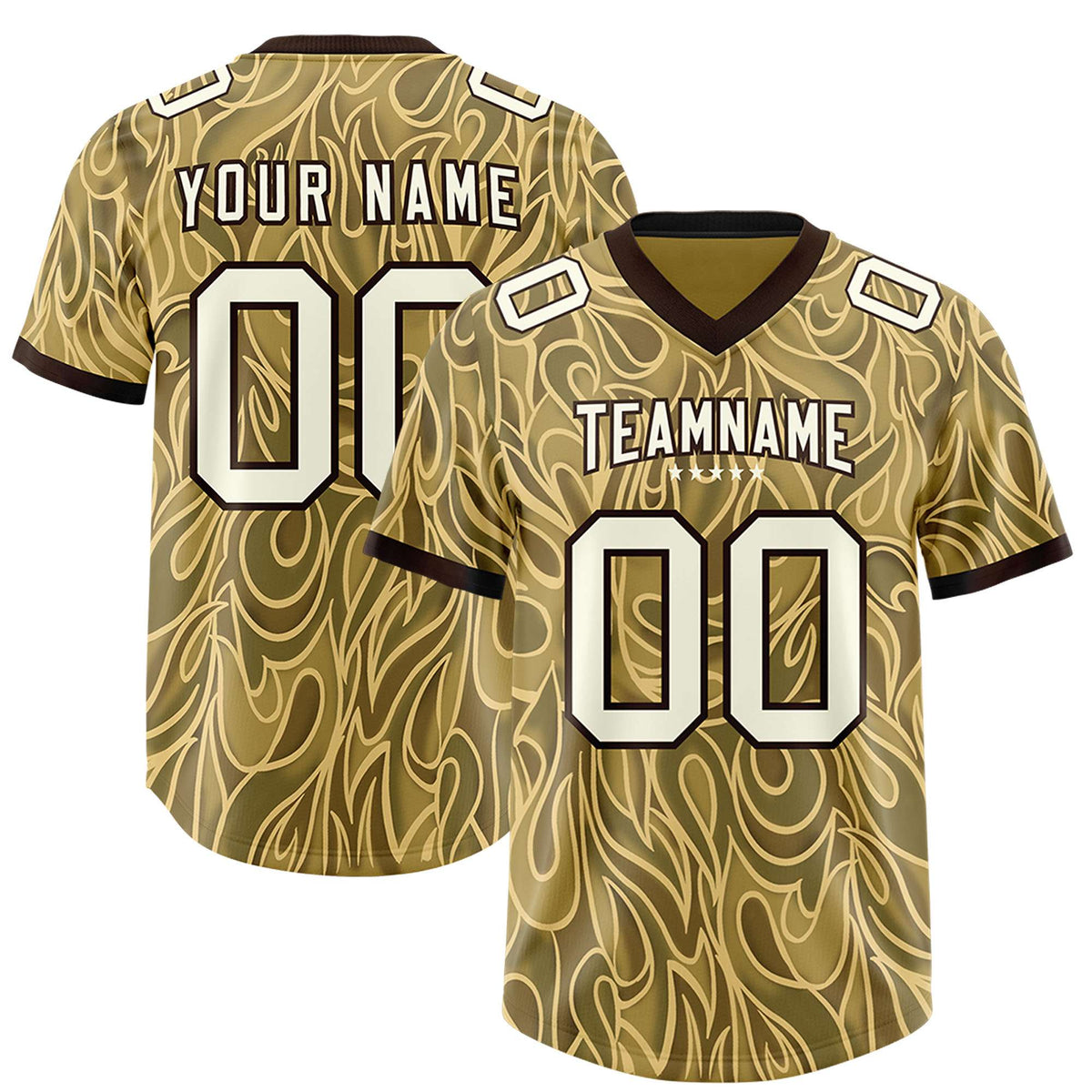 Custom Khaki Personalized Printed Graffiti Pattern Design Authentic Football Jersey