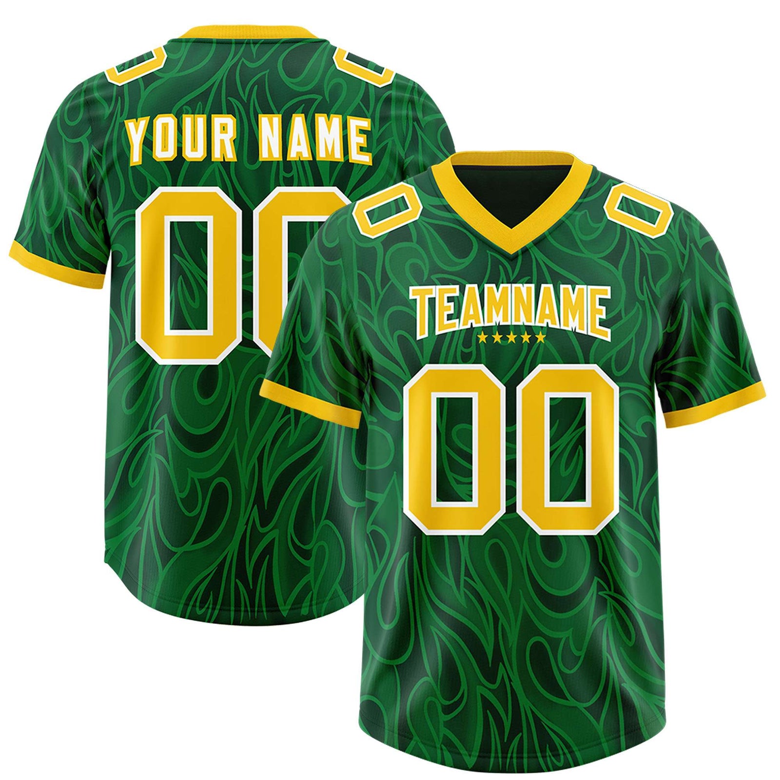 Custom Green Personalized Printed Graffiti Pattern Design Authentic Football Jersey