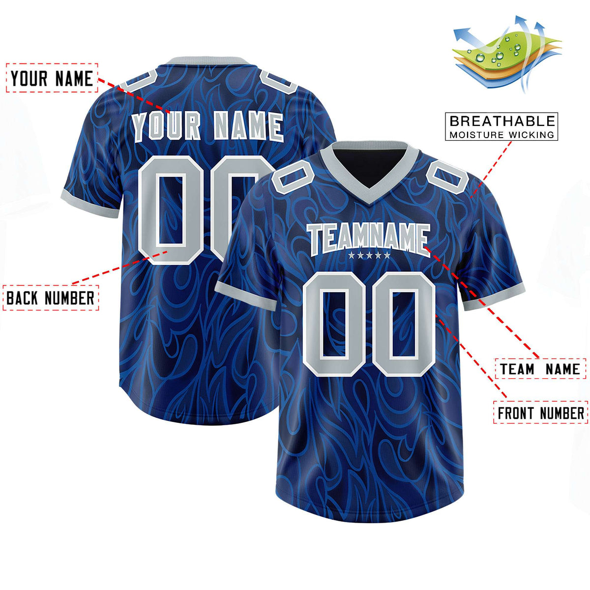 Custom Navy Personalized Printed Graffiti Pattern Design Authentic Football Jersey