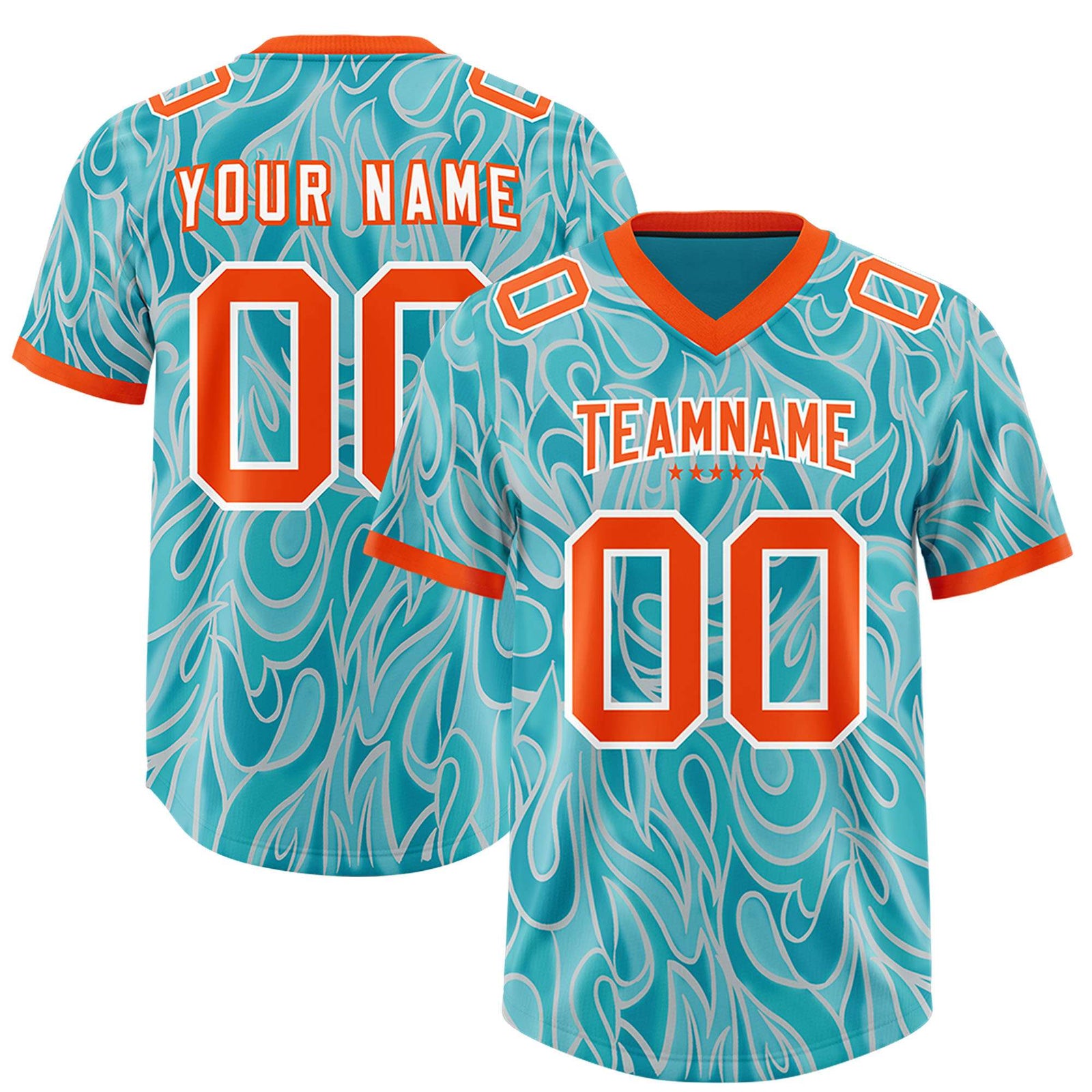 Custom Teal Personalized Printed Graffiti Pattern Design Authentic Football Jersey