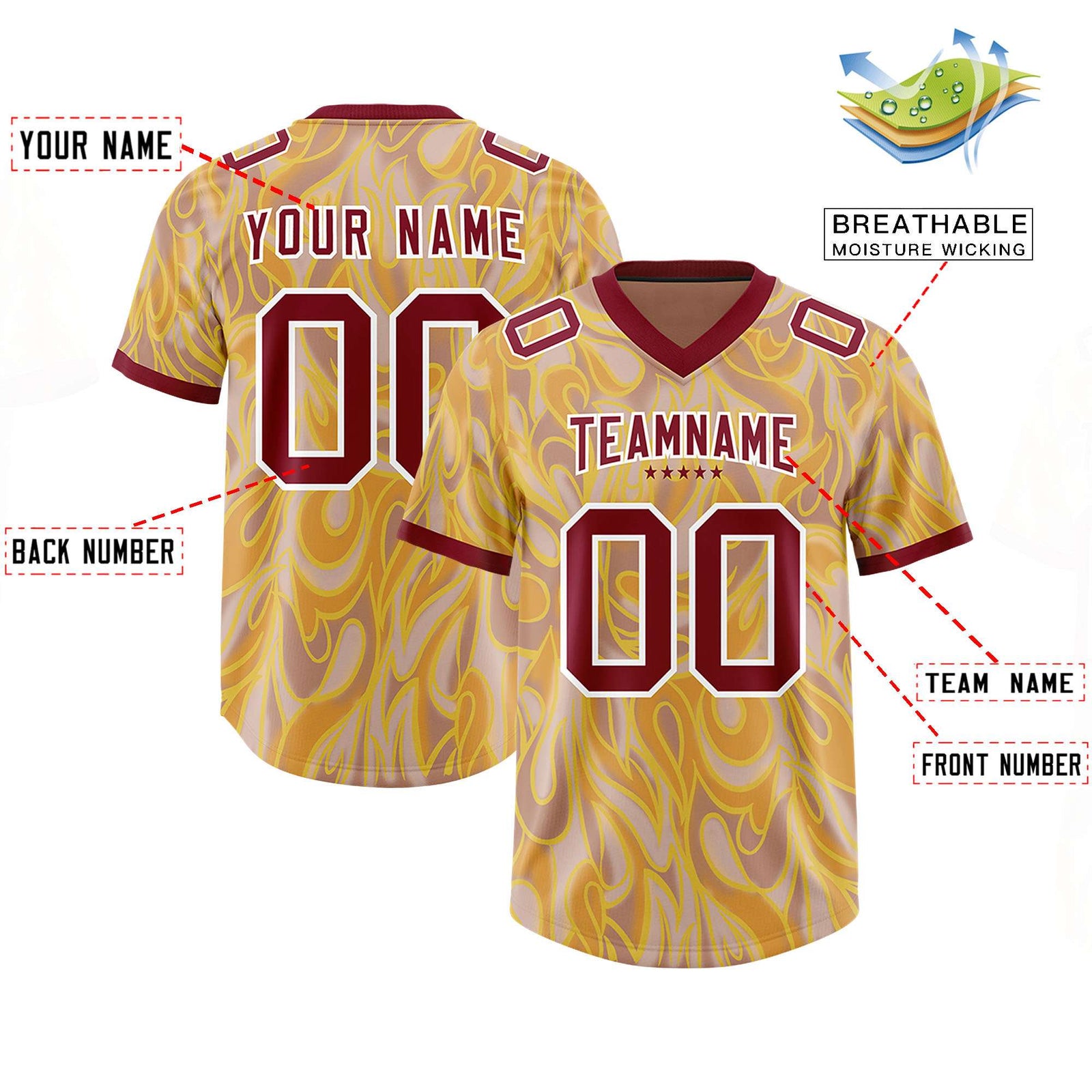 Custom Khaki Personalized Printed Graffiti Pattern Design Authentic Football Jersey