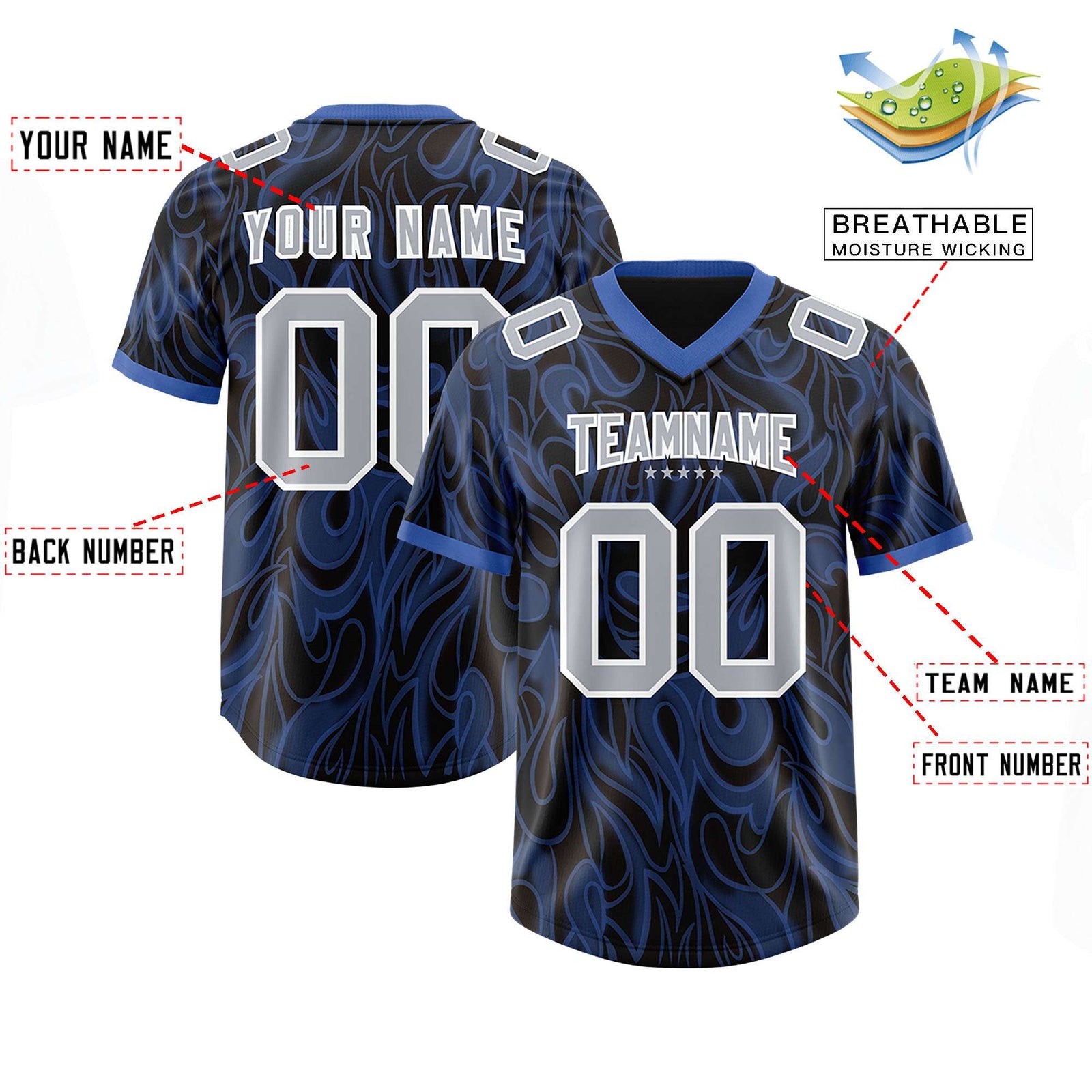 Custom Black Personalized Printed Graffiti Pattern Design Authentic Football Jersey