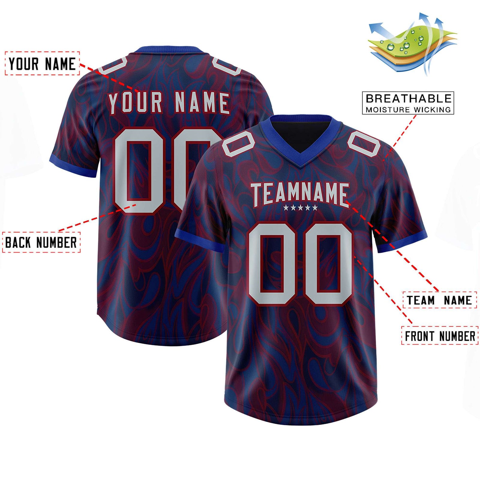 Custom Navy Personalized Printed Graffiti Pattern Design Authentic Football Jersey