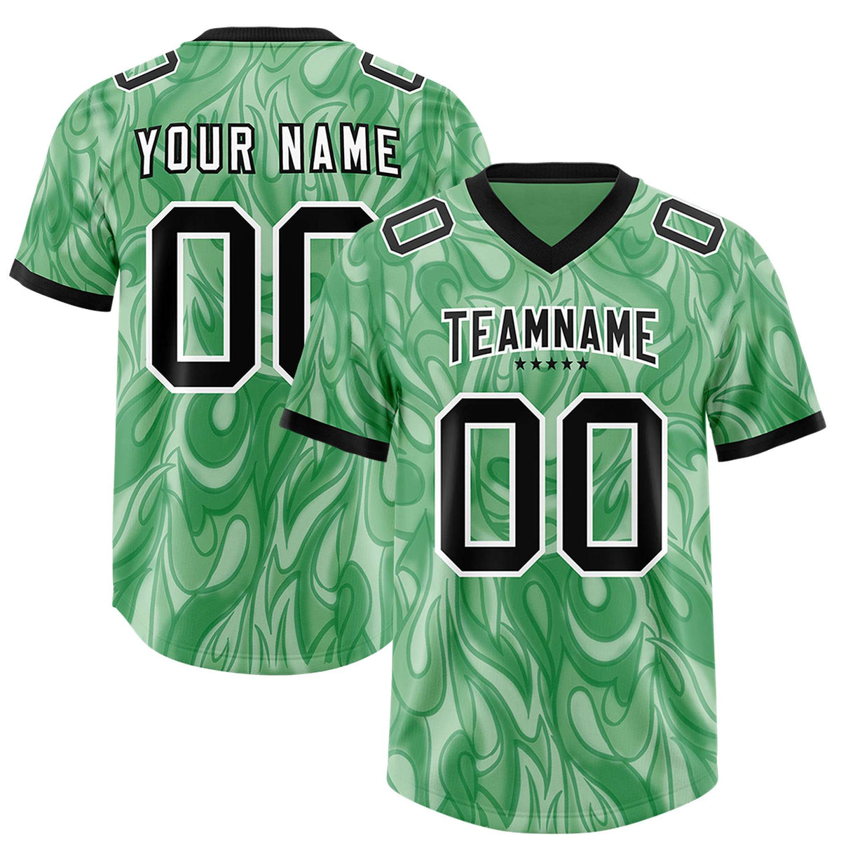 Custom Green Personalized Printed Graffiti Pattern Design Authentic Football Jersey