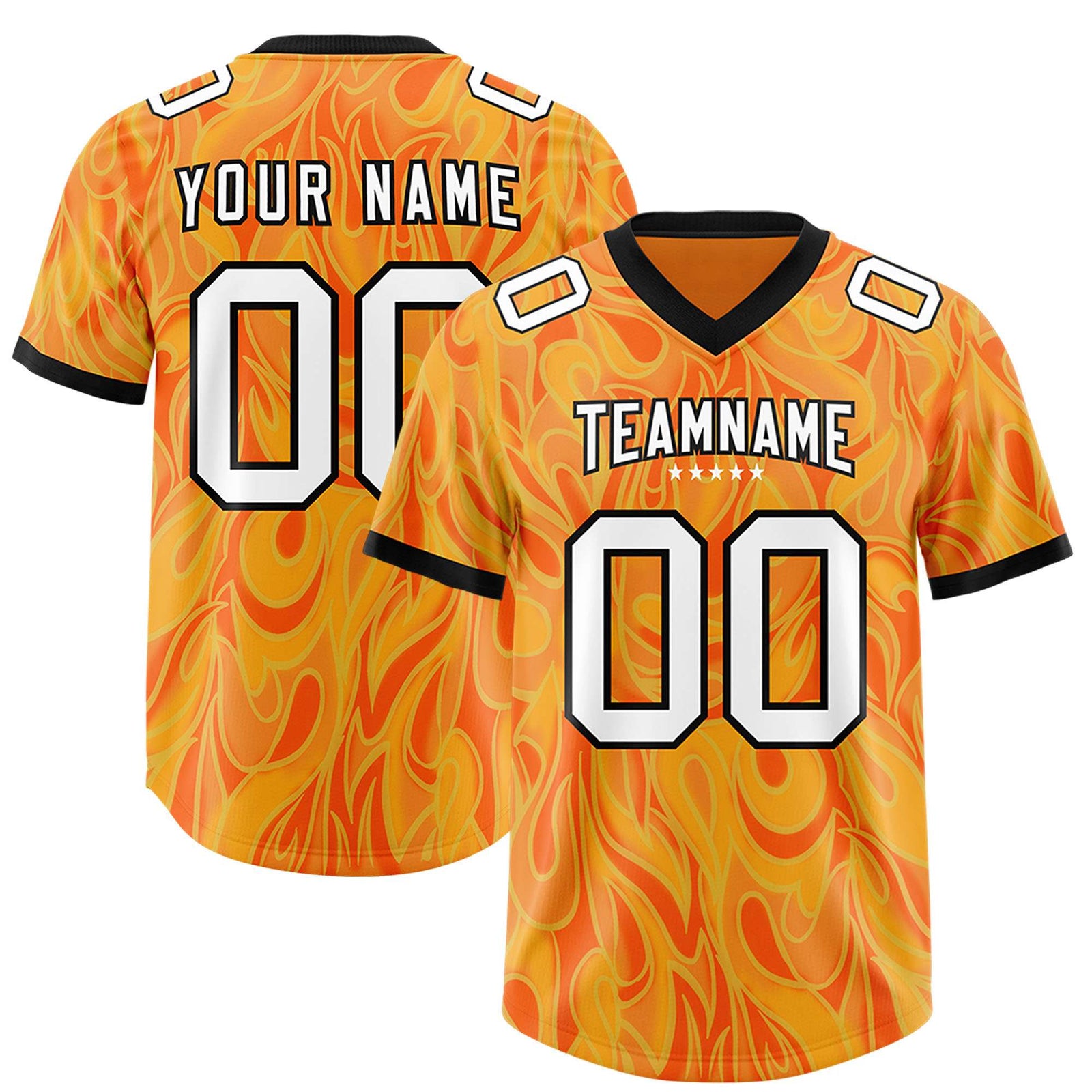 Custom Gold Orange Personalized Printed Graffiti Pattern Design Authentic Football Jersey