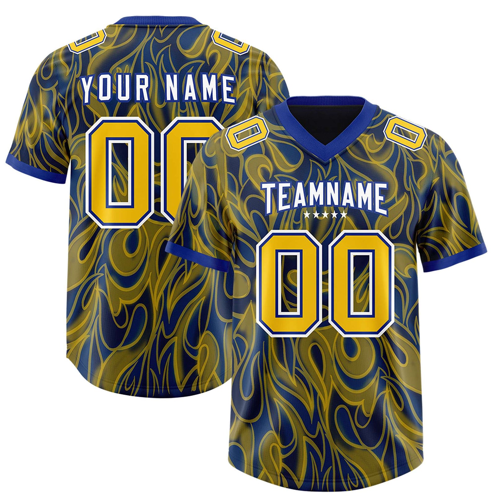 Custom Royal Personalized Printed Graffiti Pattern Design Authentic Football Jersey