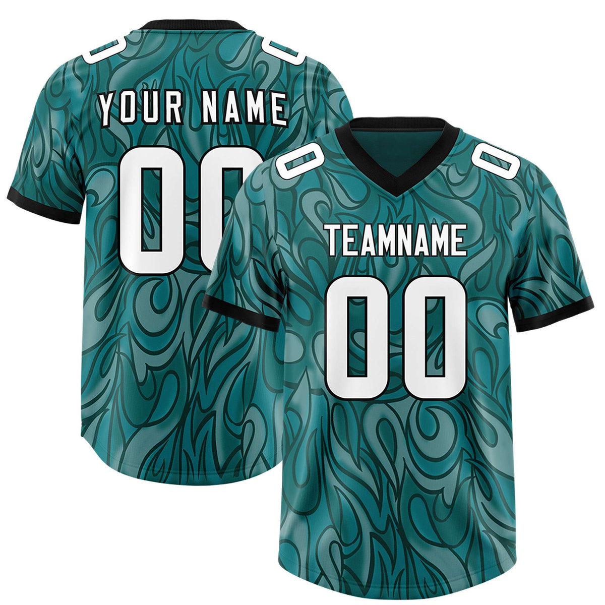 Custom Aqua Personalized Printed Graffiti Pattern Design Authentic Football Jersey