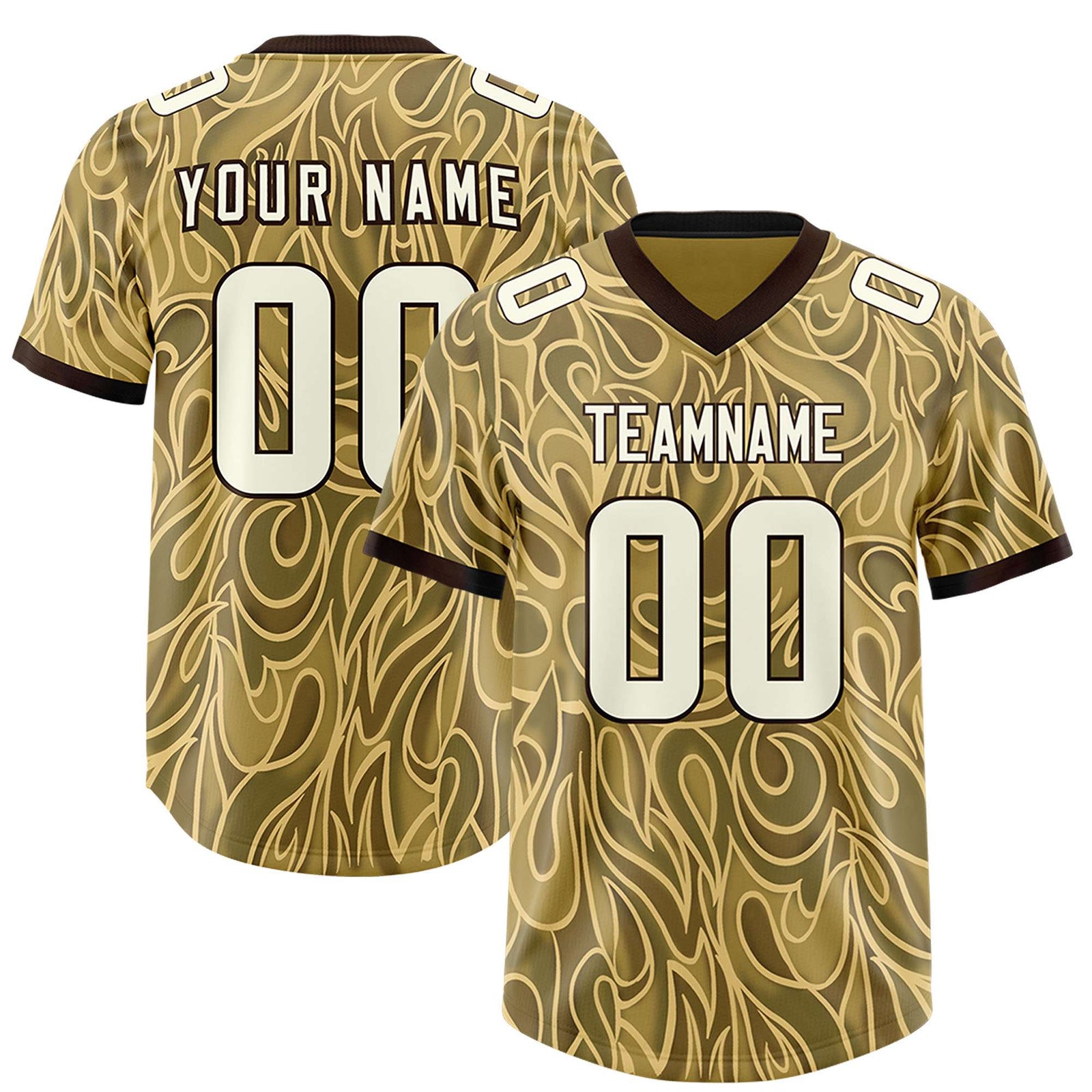 Custom Khaki Personalized Printed Graffiti Pattern Design Authentic Football Jersey