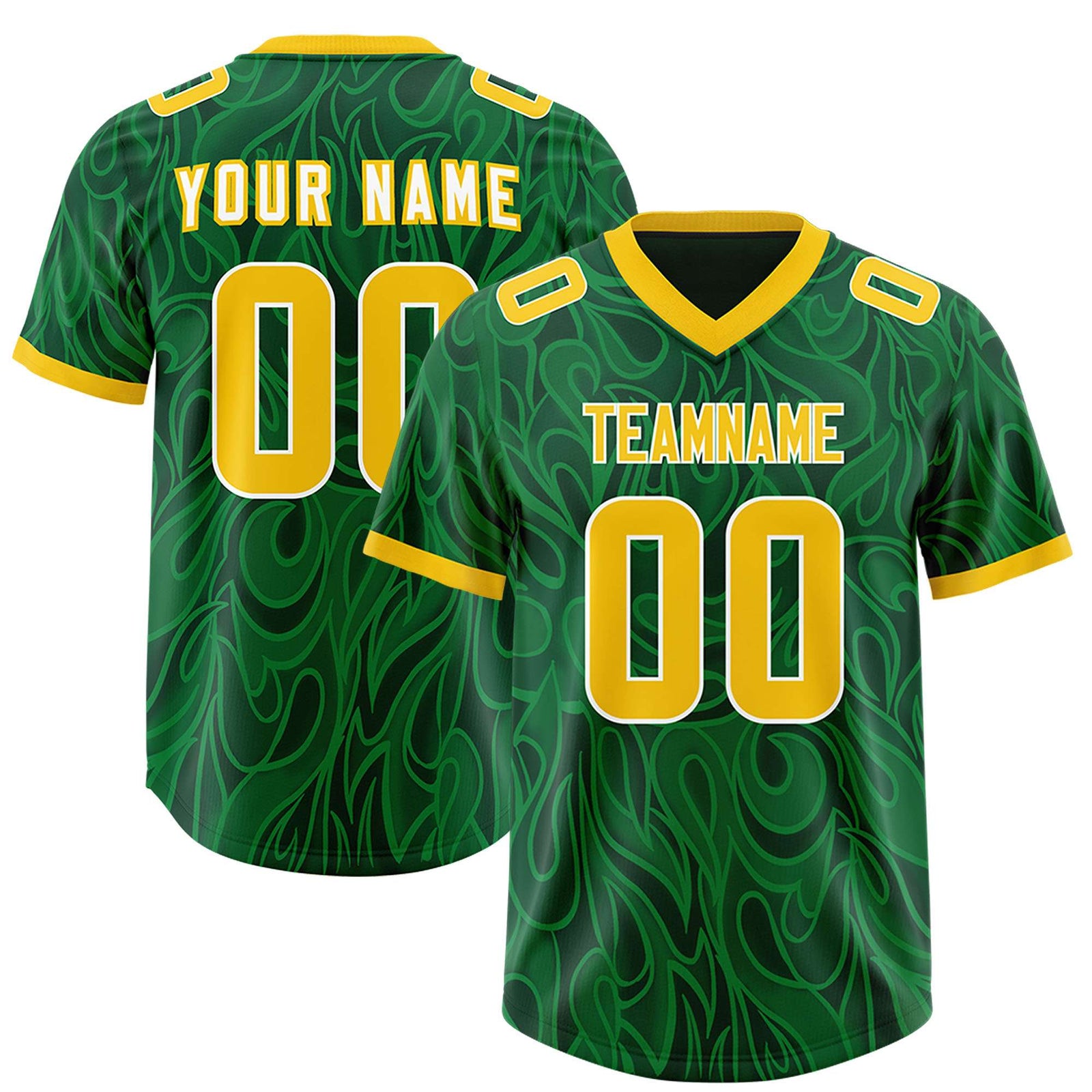 Custom Green Personalized Printed Graffiti Pattern Design Authentic Football Jersey