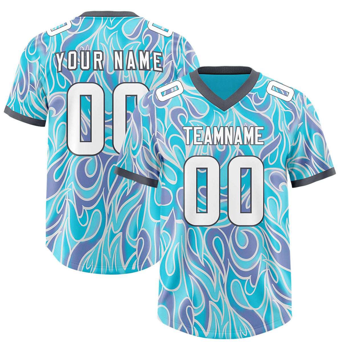 Custom Sky Blue Personalized Printed Graffiti Pattern Design Authentic Football Jersey