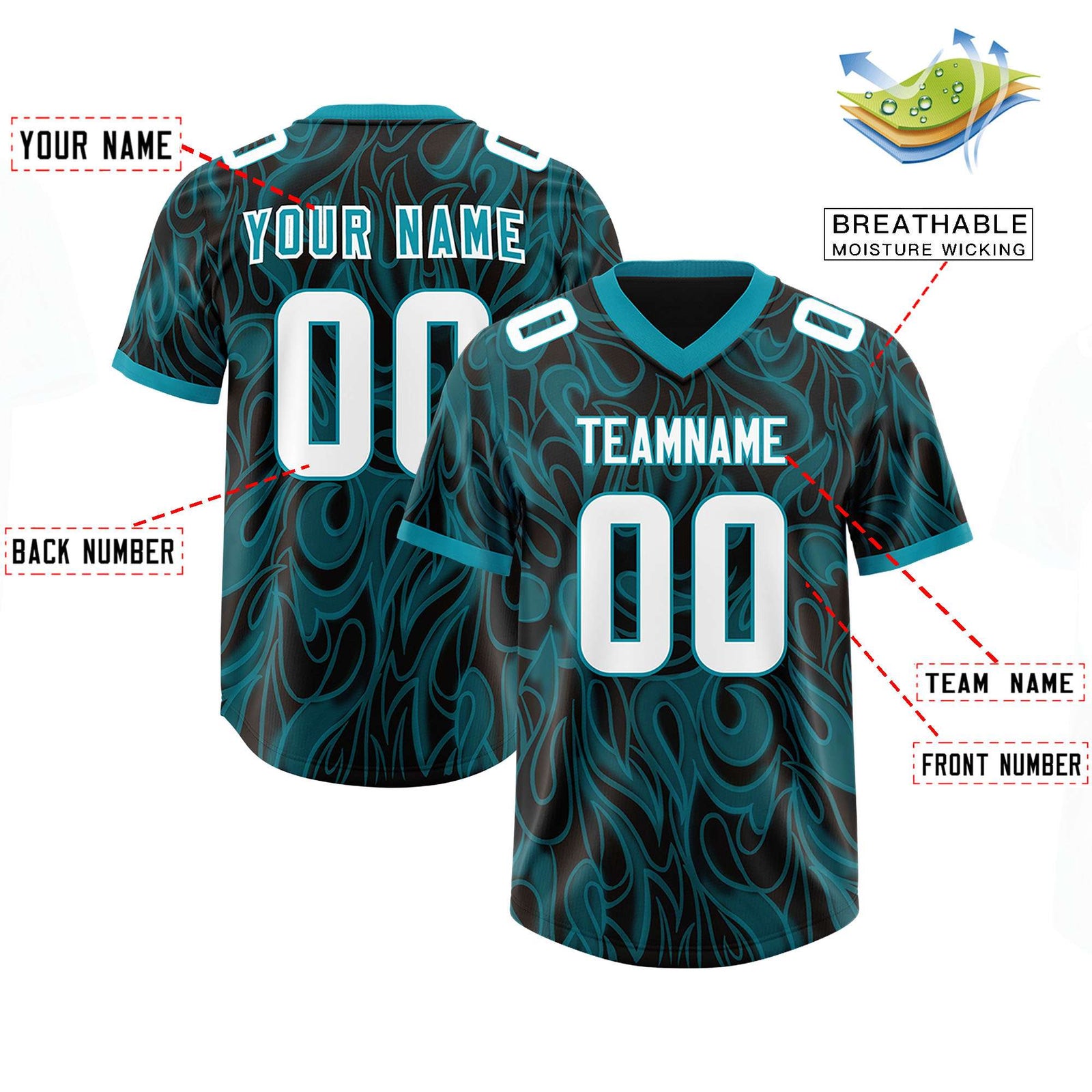 Custom Black Personalized Printed Graffiti Pattern Design Authentic Football Jersey