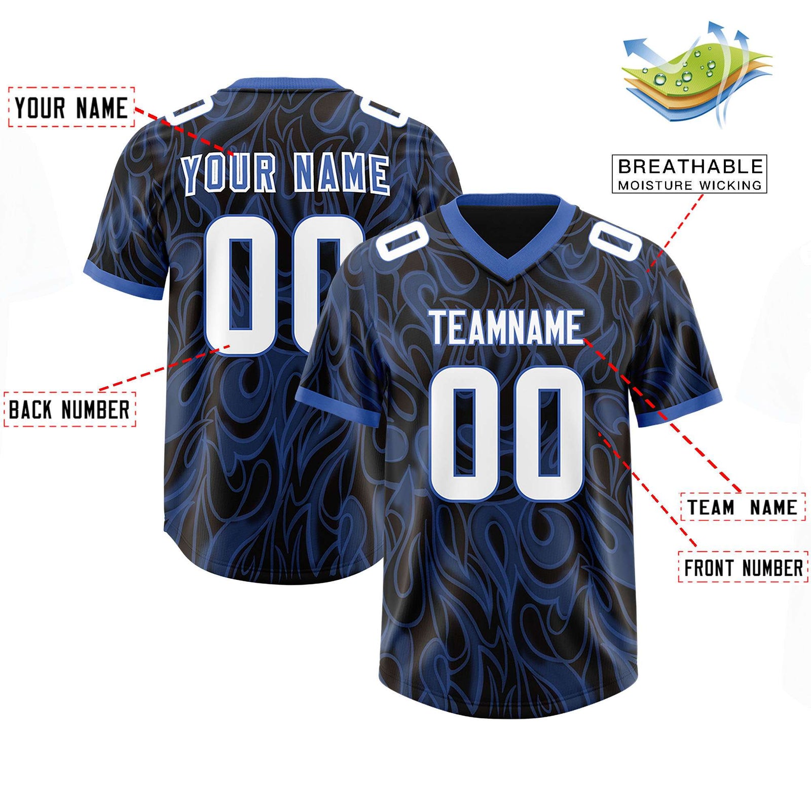 Custom Black Personalized Printed Graffiti Pattern Design Authentic Football Jersey
