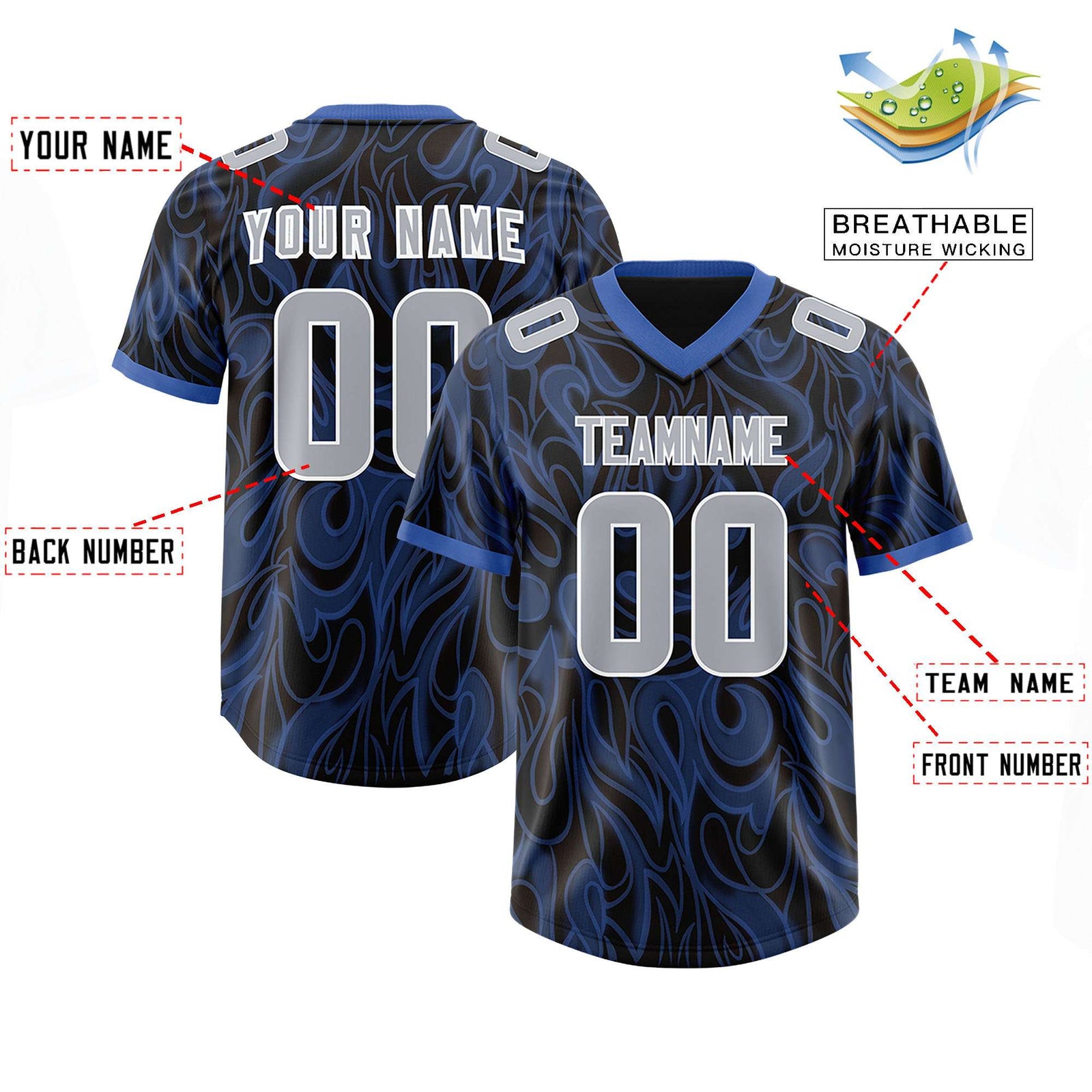 Custom Black Personalized Printed Graffiti Pattern Design Authentic Football Jersey