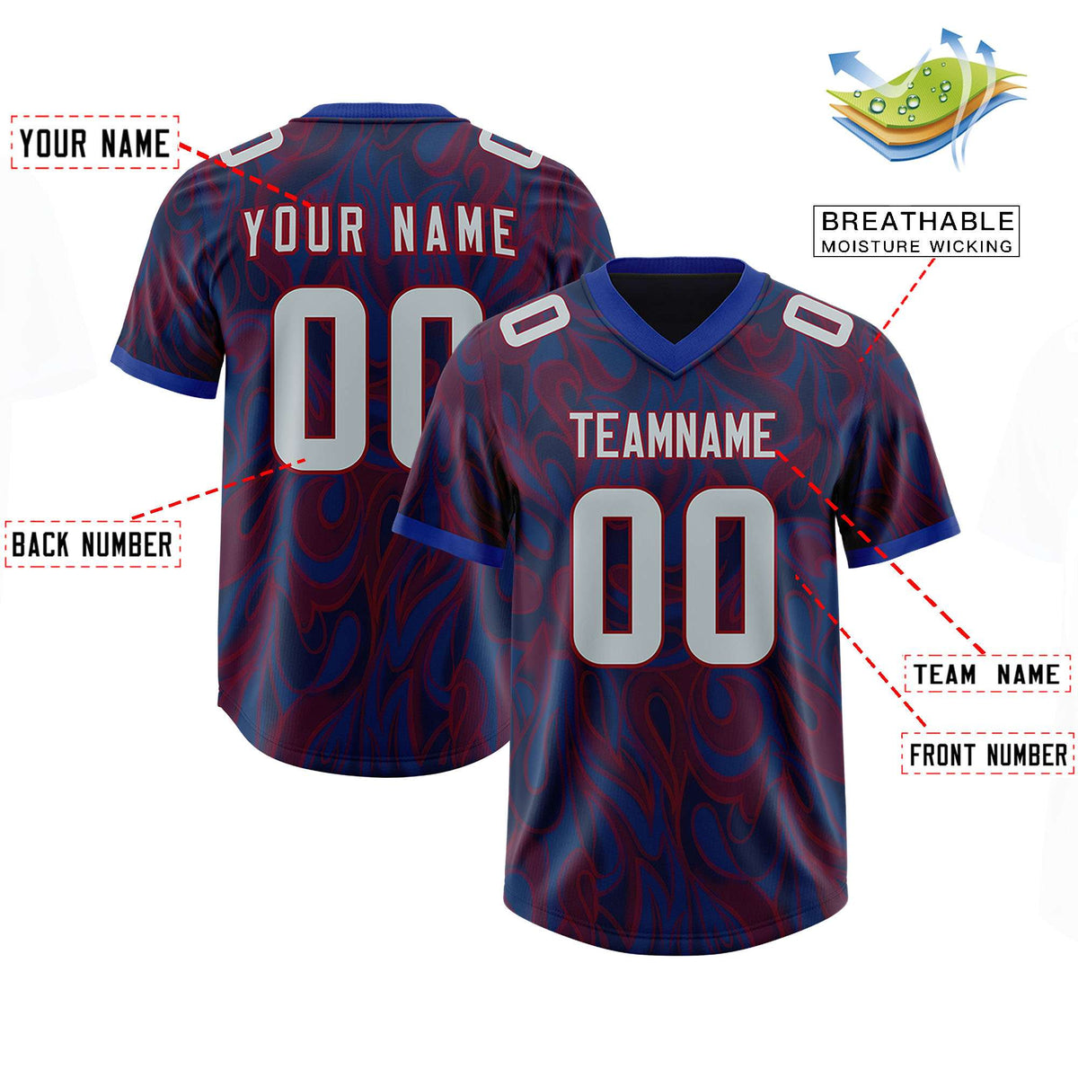 Custom Navy Personalized Printed Graffiti Pattern Design Authentic Football Jersey