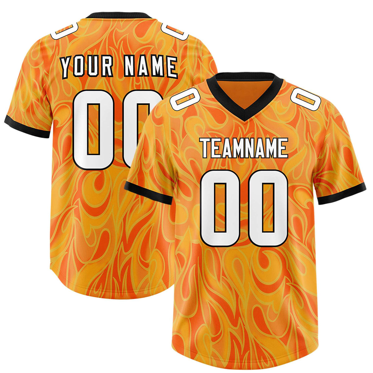 Custom Gold Orange Personalized Printed Graffiti Pattern Design Authentic Football Jersey