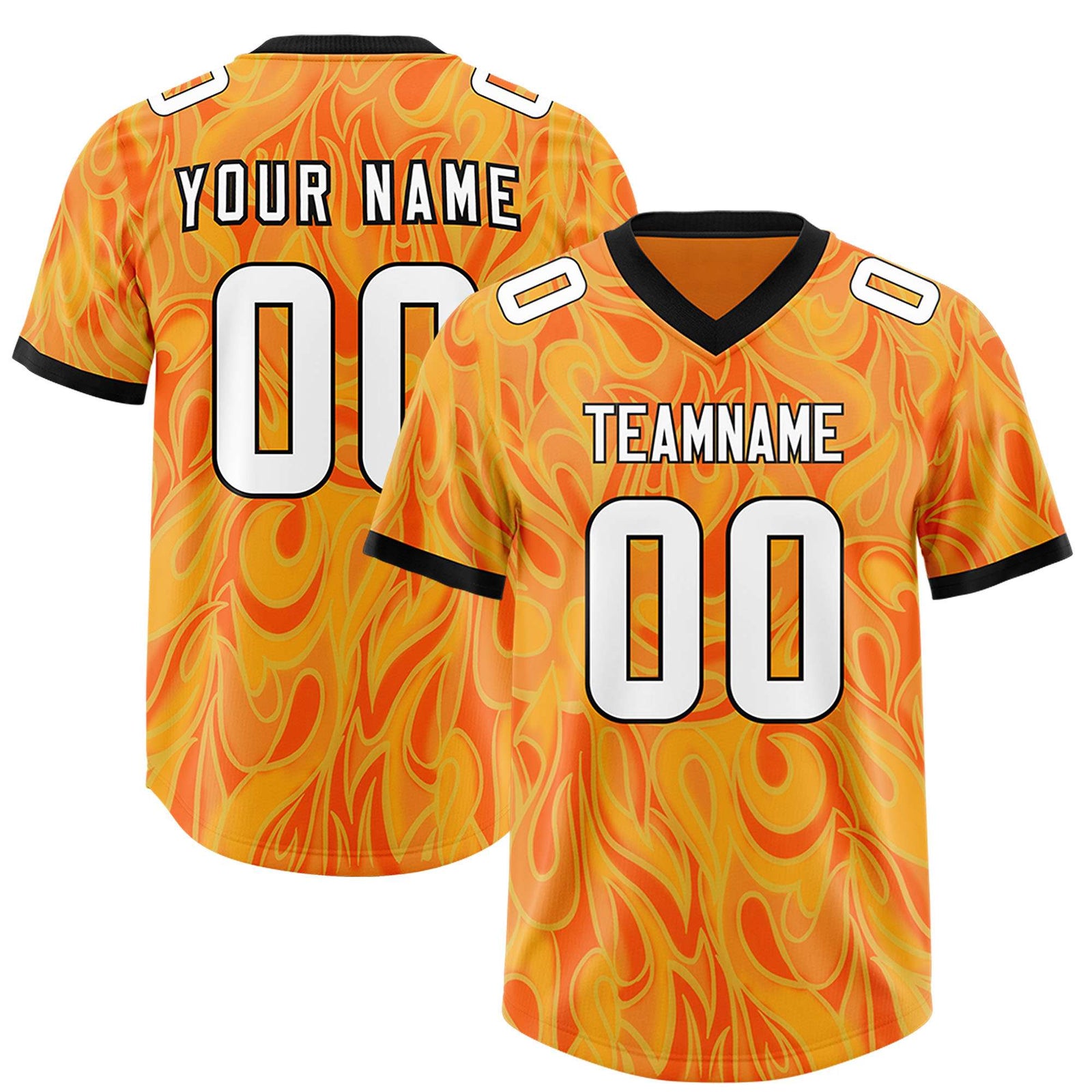 Custom Gold Orange Personalized Printed Graffiti Pattern Design Authentic Football Jersey
