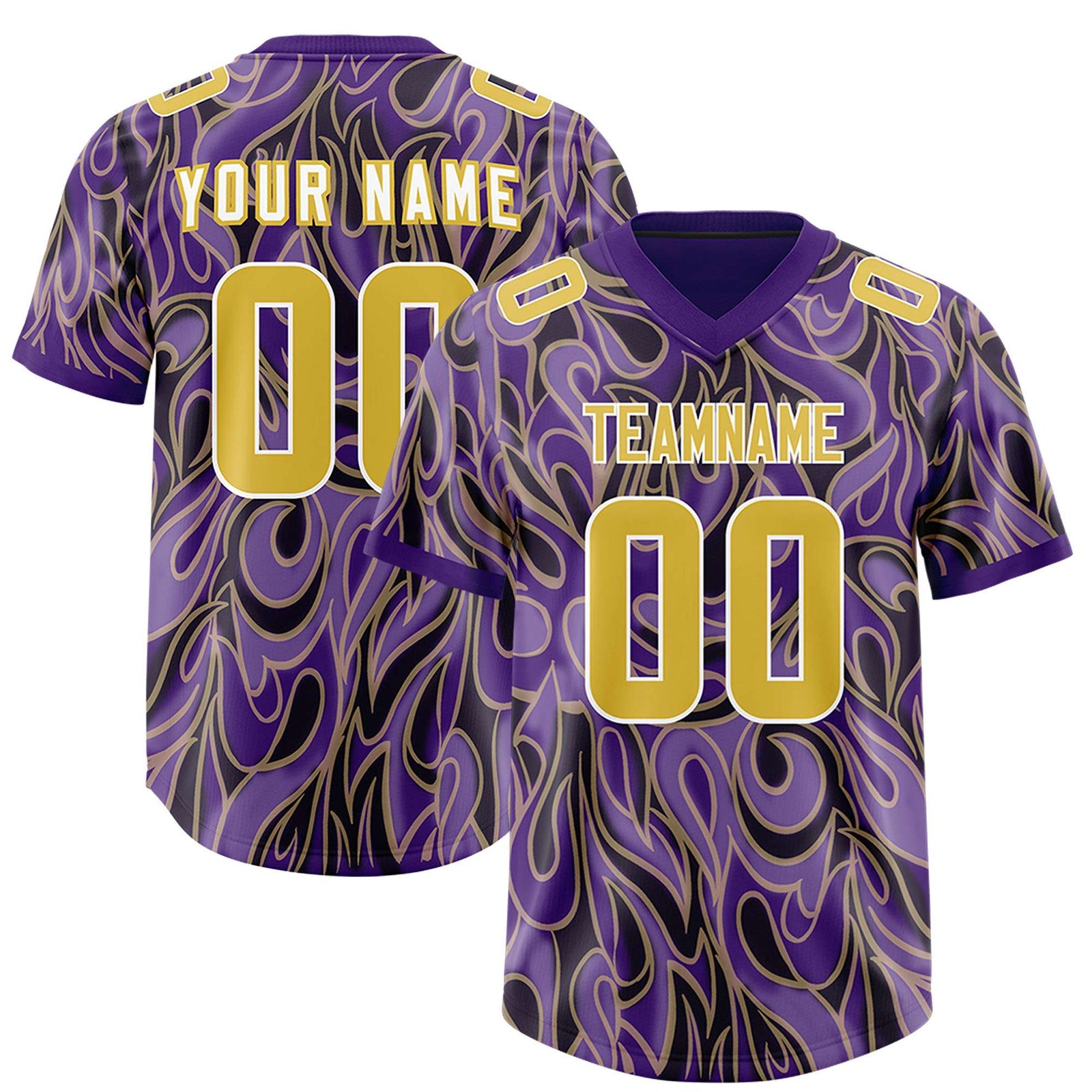 Custom Purple Personalized Printed Graffiti Pattern Design Authentic Football Jersey