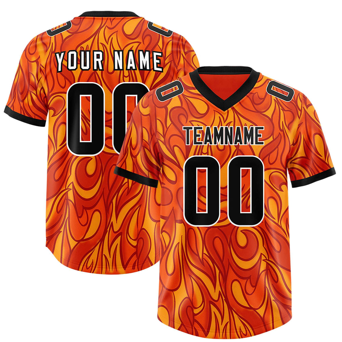 Custom Orange Personalized Printed Graffiti Pattern Design Authentic Football Jersey