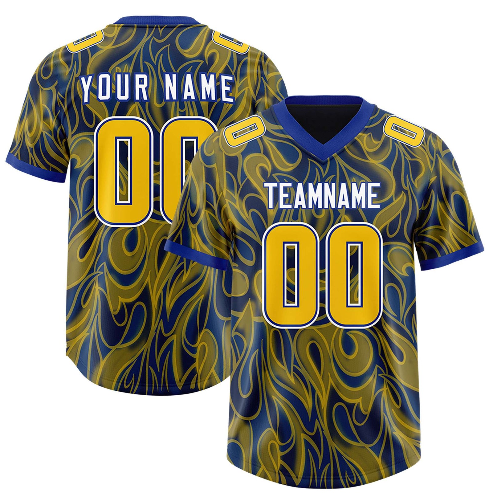 Custom Royal Personalized Printed Graffiti Pattern Design Authentic Football Jersey