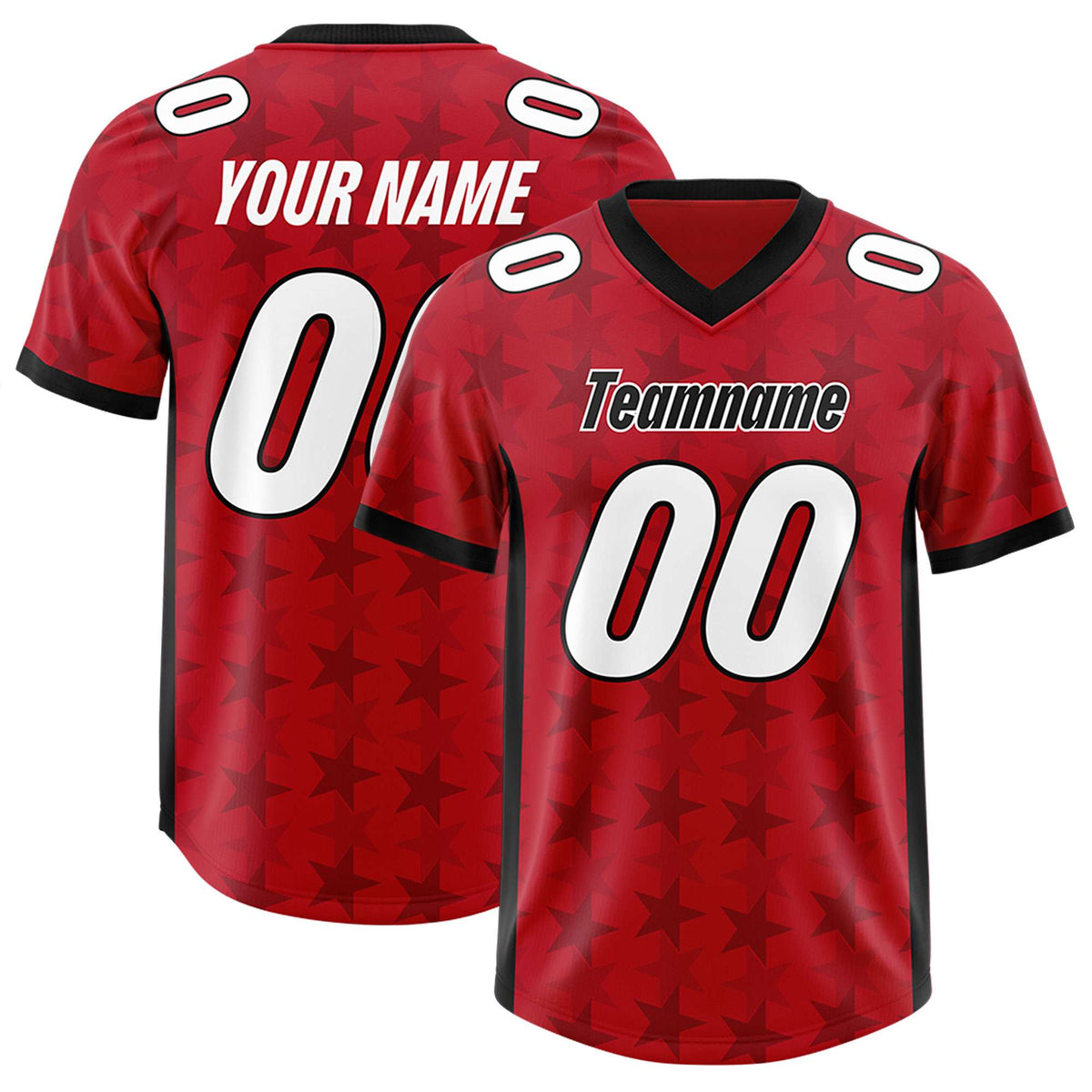 Custom Red Black Personalized All Star Graffiti Pattern Authentic Football Jersey