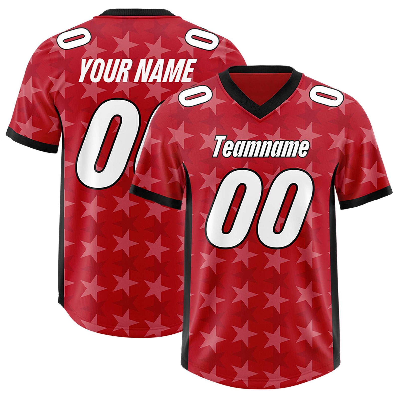 Custom Red Black Personalized All Star Graffiti Pattern Authentic Football Jersey