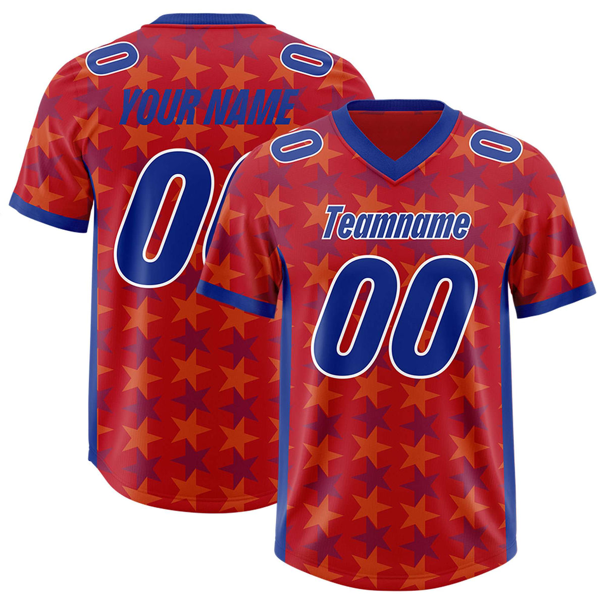 Custom Red Royal Personalized All Star Graffiti Pattern Authentic Football Jersey