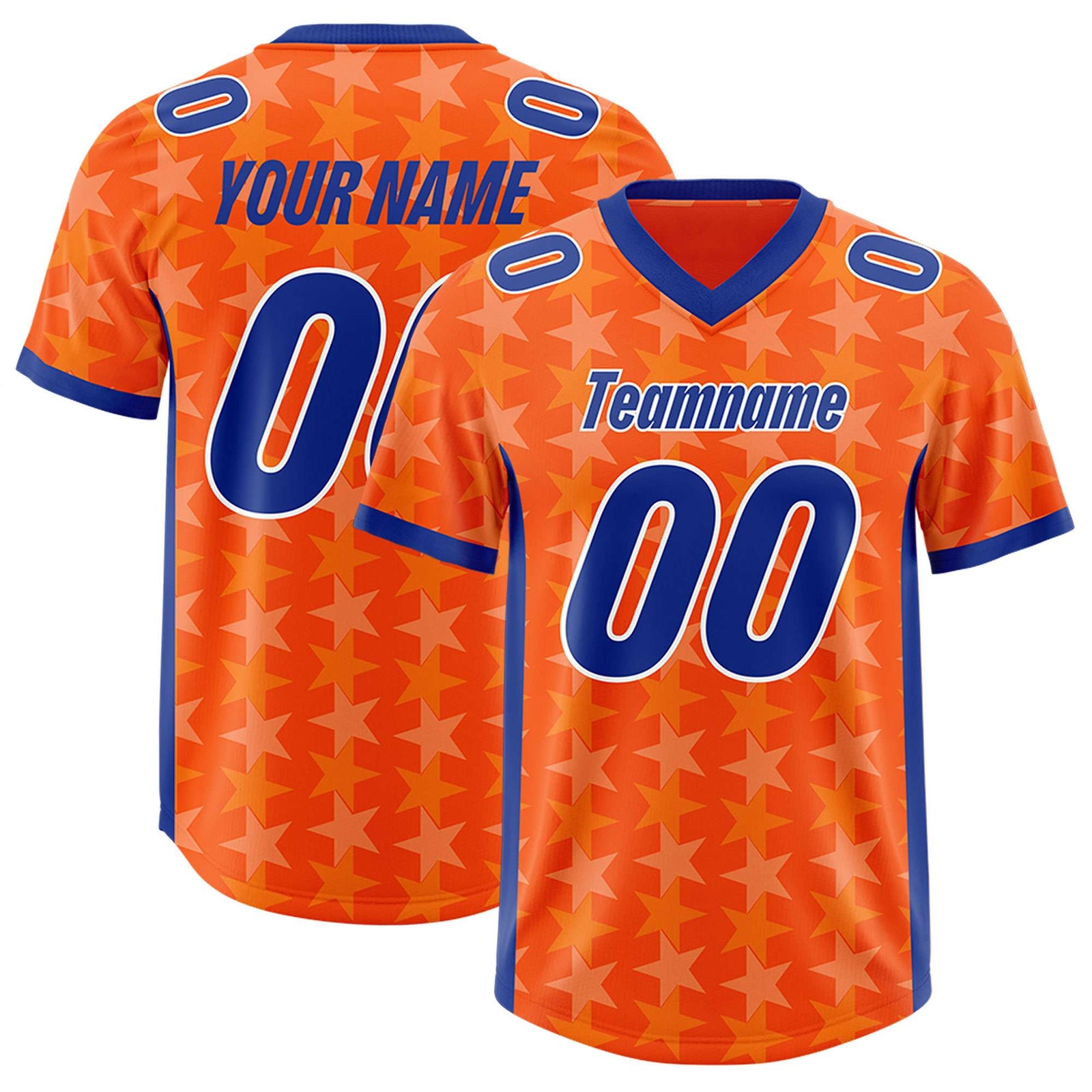Custom Orange Royal Personalized All Star Graffiti Pattern Authentic Football Jersey
