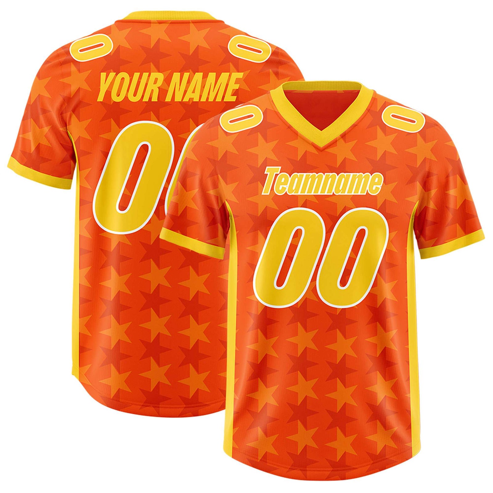 Custom Orange Gold Personalized All Star Graffiti Pattern Authentic Football Jersey