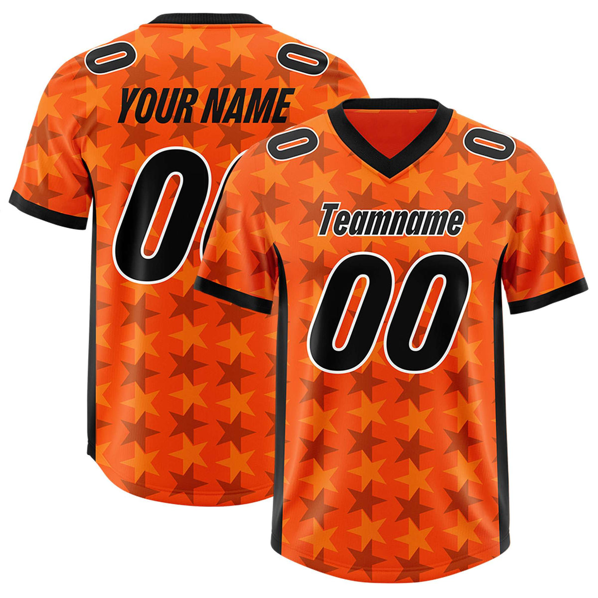 Custom Orange Black Personalized All Star Graffiti Pattern Authentic Football Jersey