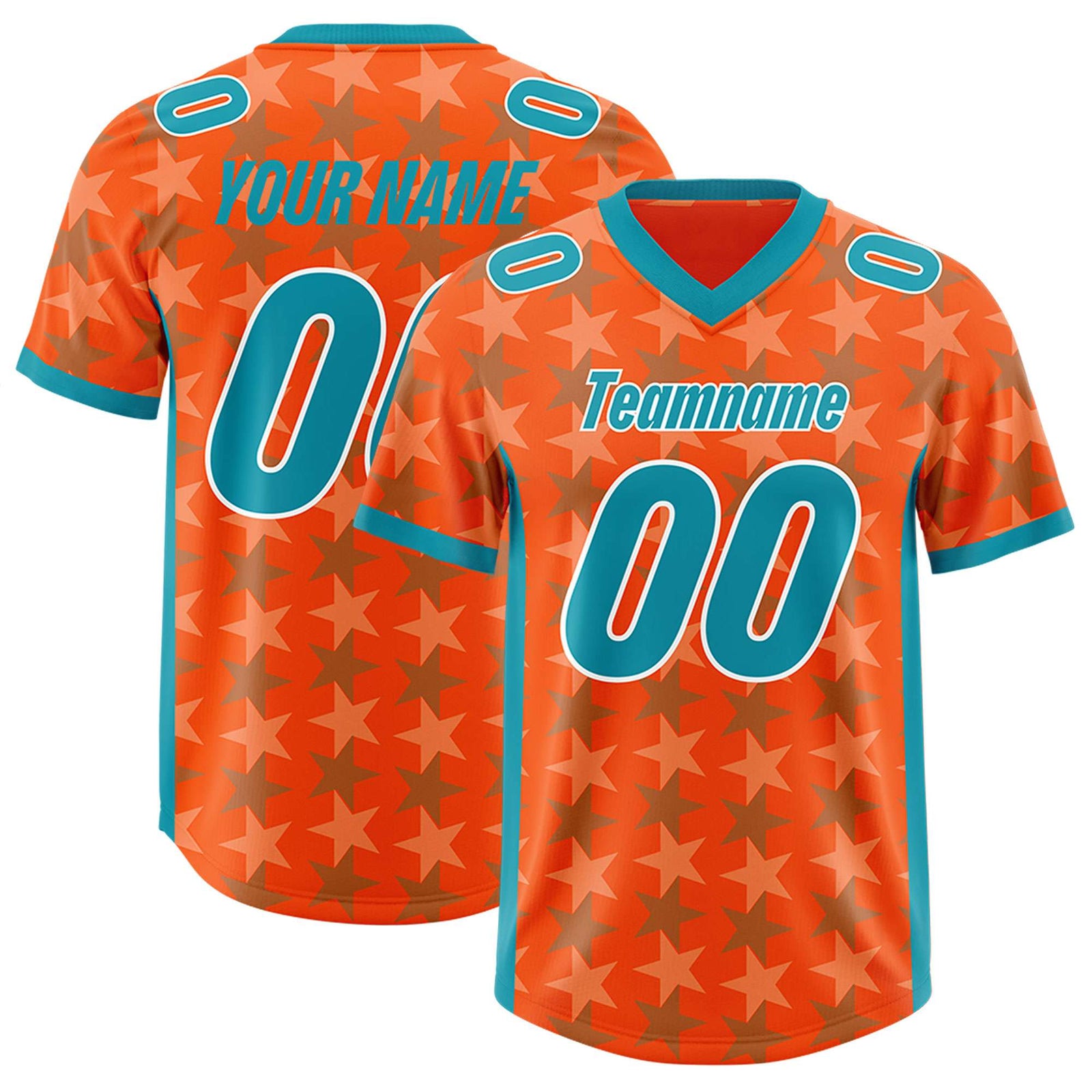 Custom Orange Aqua Personalized All Star Graffiti Pattern Authentic Football Jersey