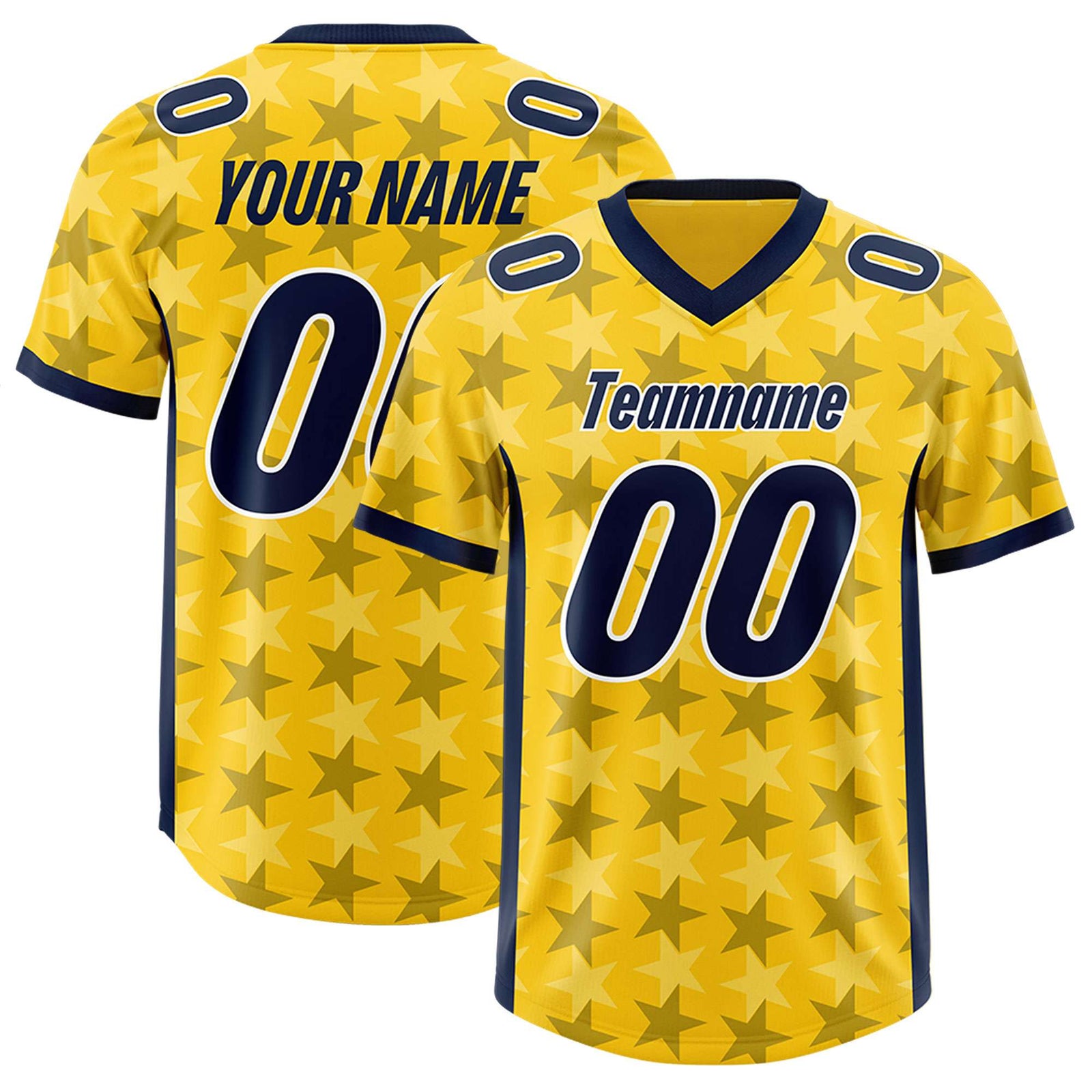 Custom Gold Navy Personalized All Star Graffiti Pattern Authentic Football Jersey
