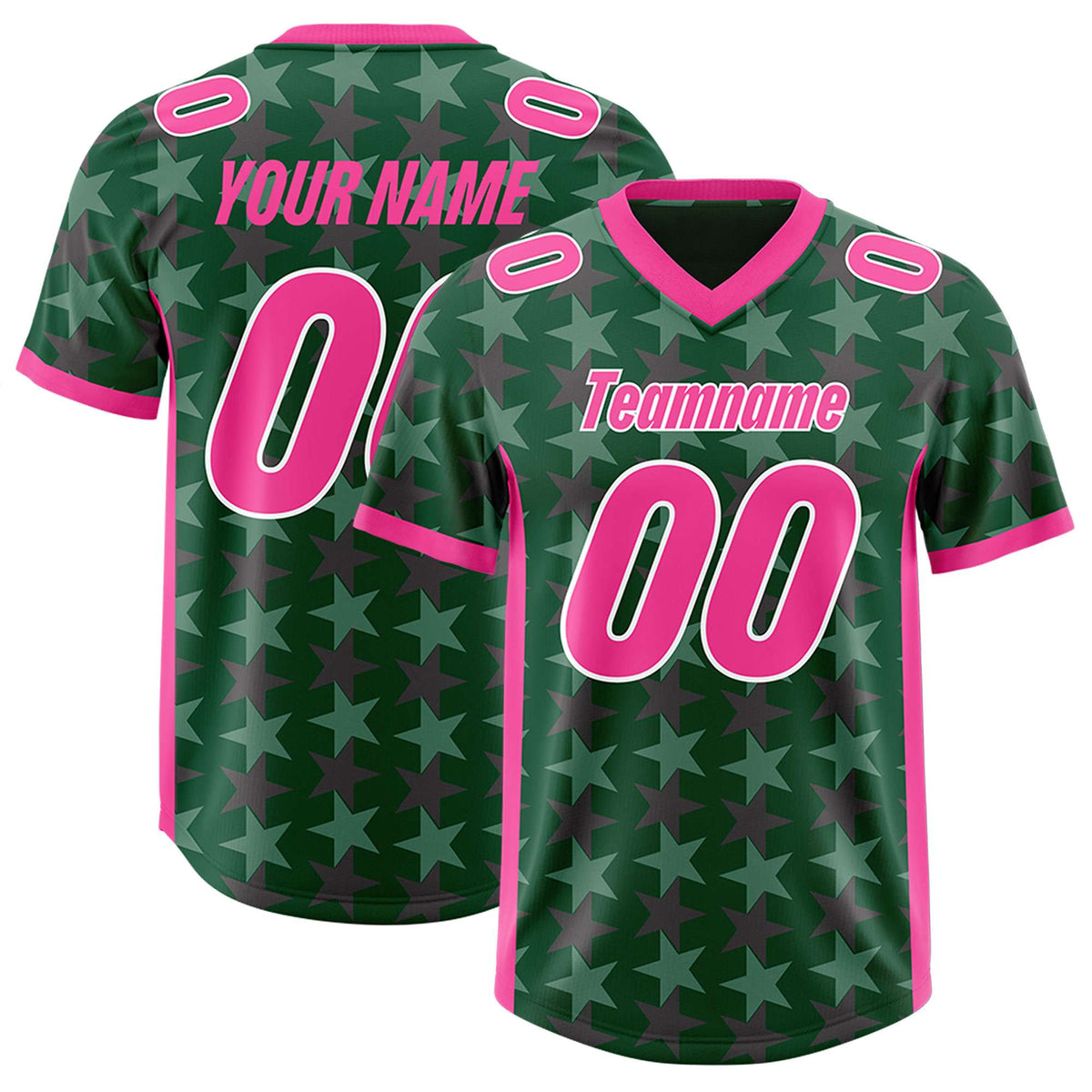 Custom Green Pink Personalized All Star Graffiti Pattern Authentic Football Jersey