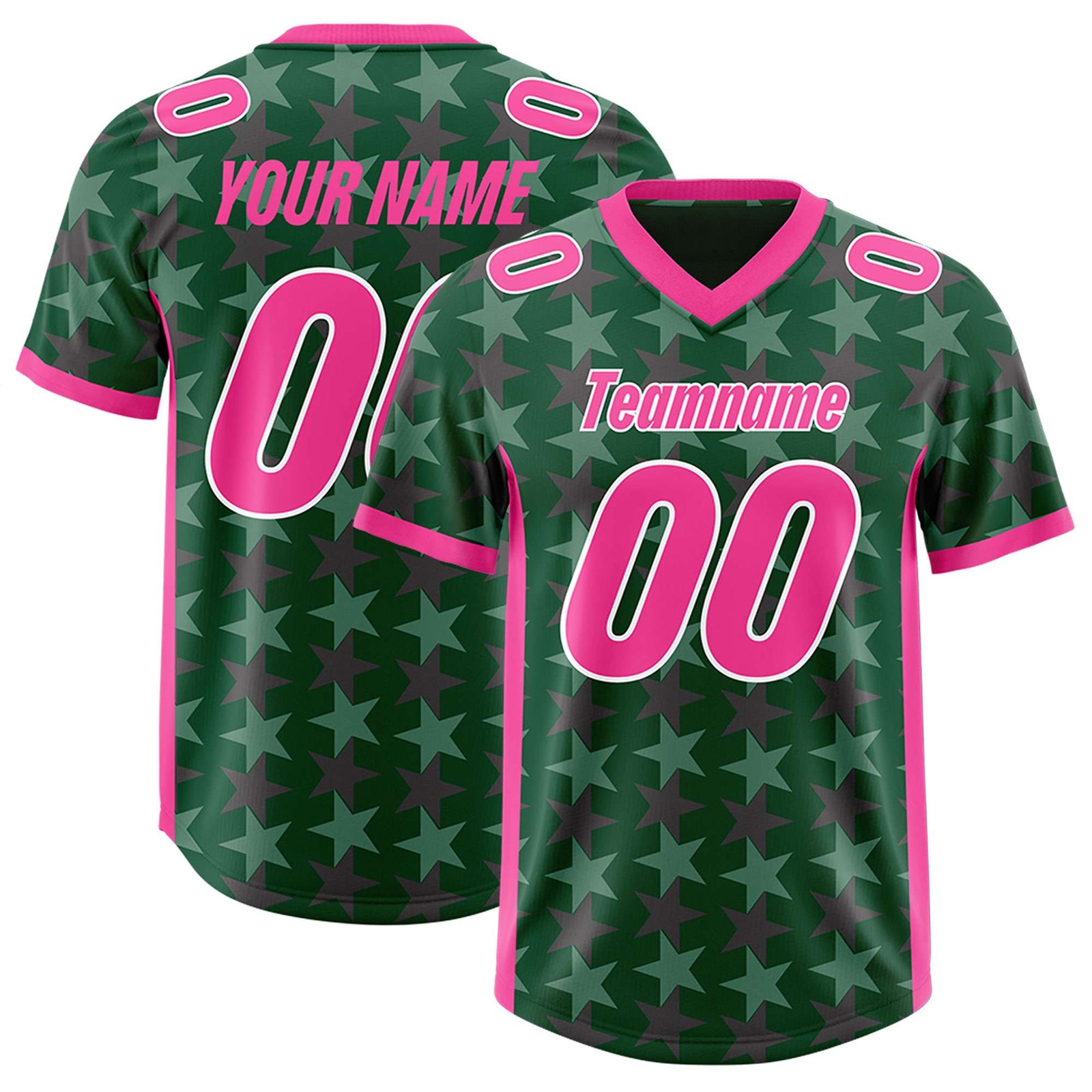 Custom Green Pink Personalized All Star Graffiti Pattern Authentic Football Jersey