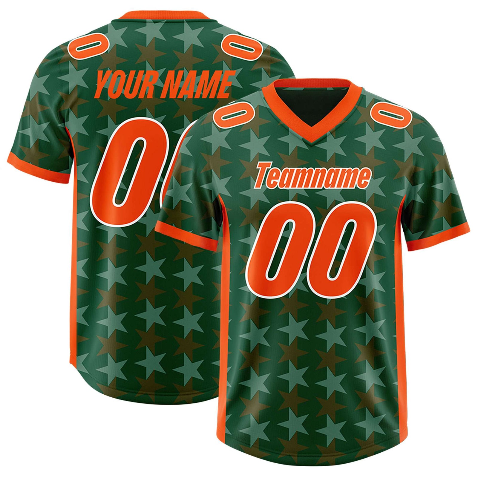 Custom Green Orange Personalized All Star Graffiti Pattern Authentic Football Jersey