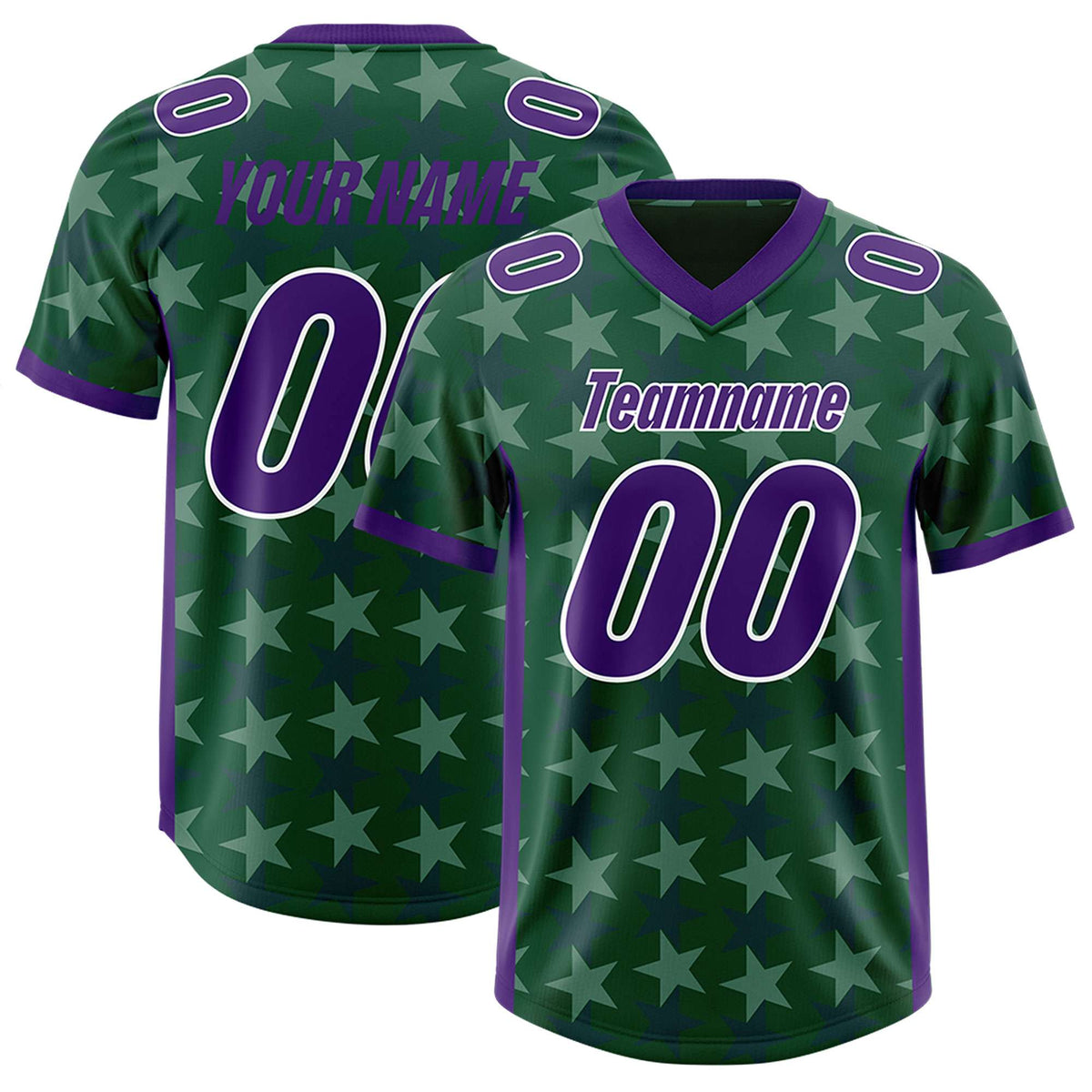Custom Green Purple Personalized All Star Graffiti Pattern Authentic Football Jersey