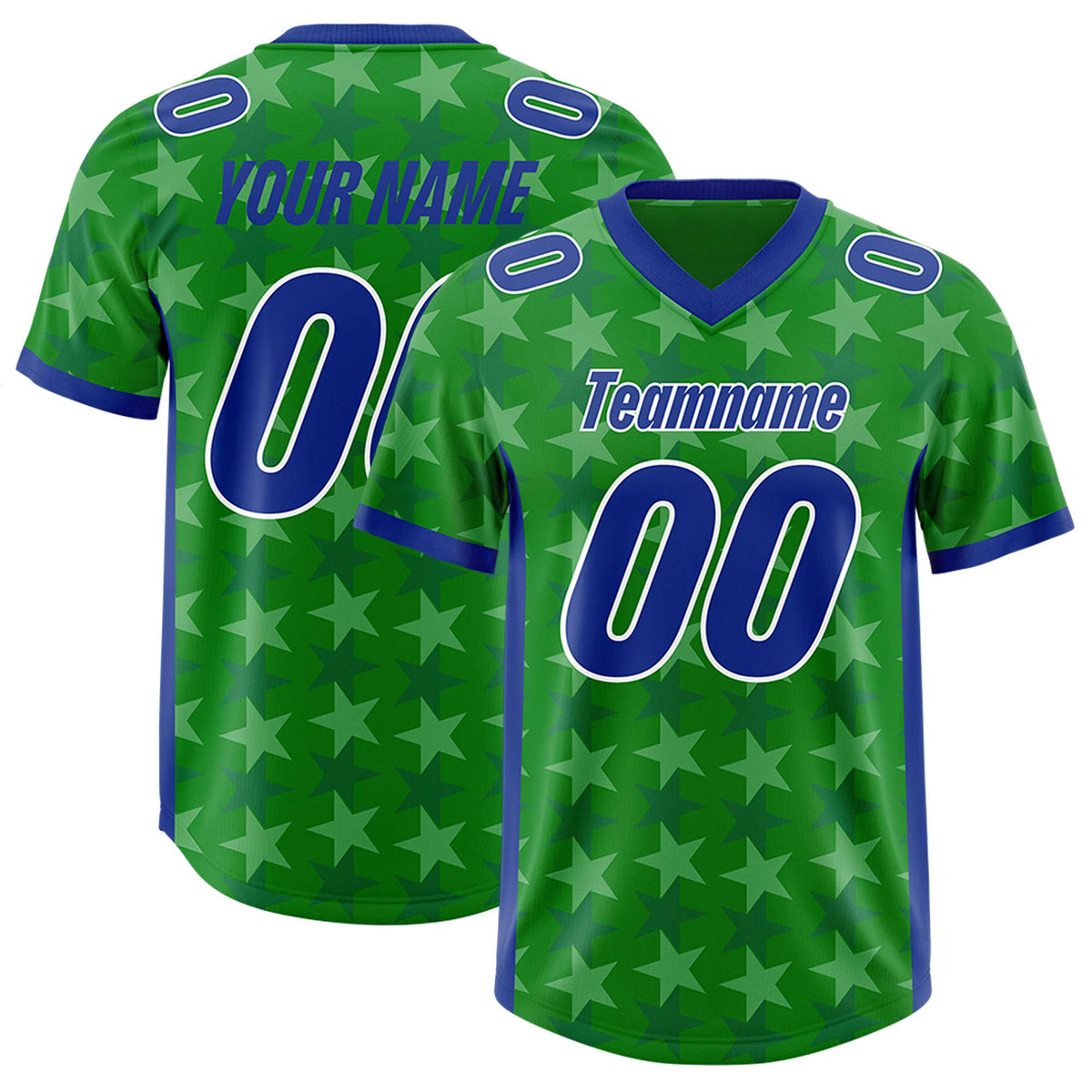 Custom Kelly Green Royal Personalized All Star Graffiti Pattern Authentic Football Jersey