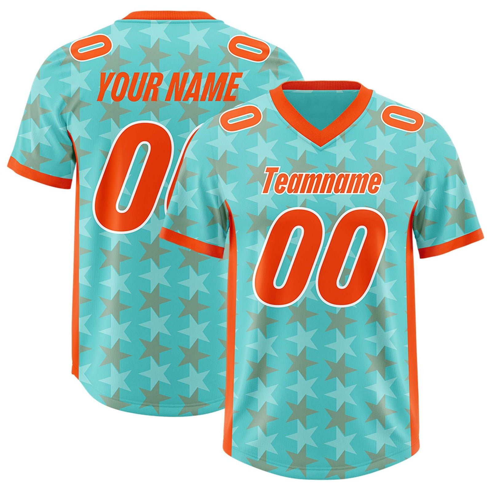 Custom Bright Green Orange Personalized All Star Graffiti Pattern Authentic Football Jersey