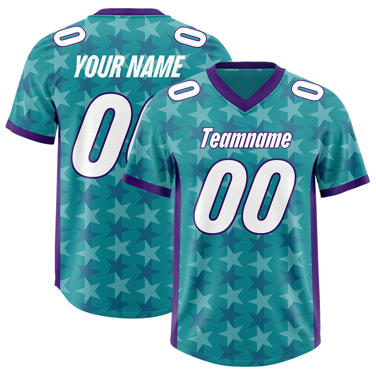 Custom Aqua Purple Personalized All Star Graffiti Pattern Authentic Football Jersey