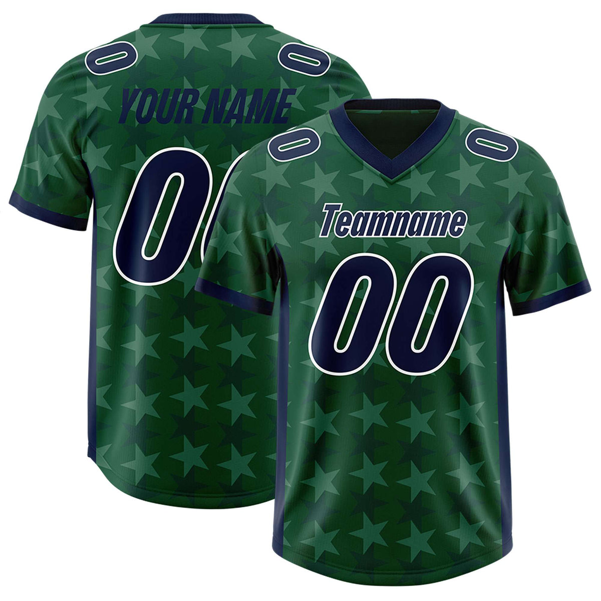 Custom Green Navy Personalized All Star Graffiti Pattern Authentic Football Jersey