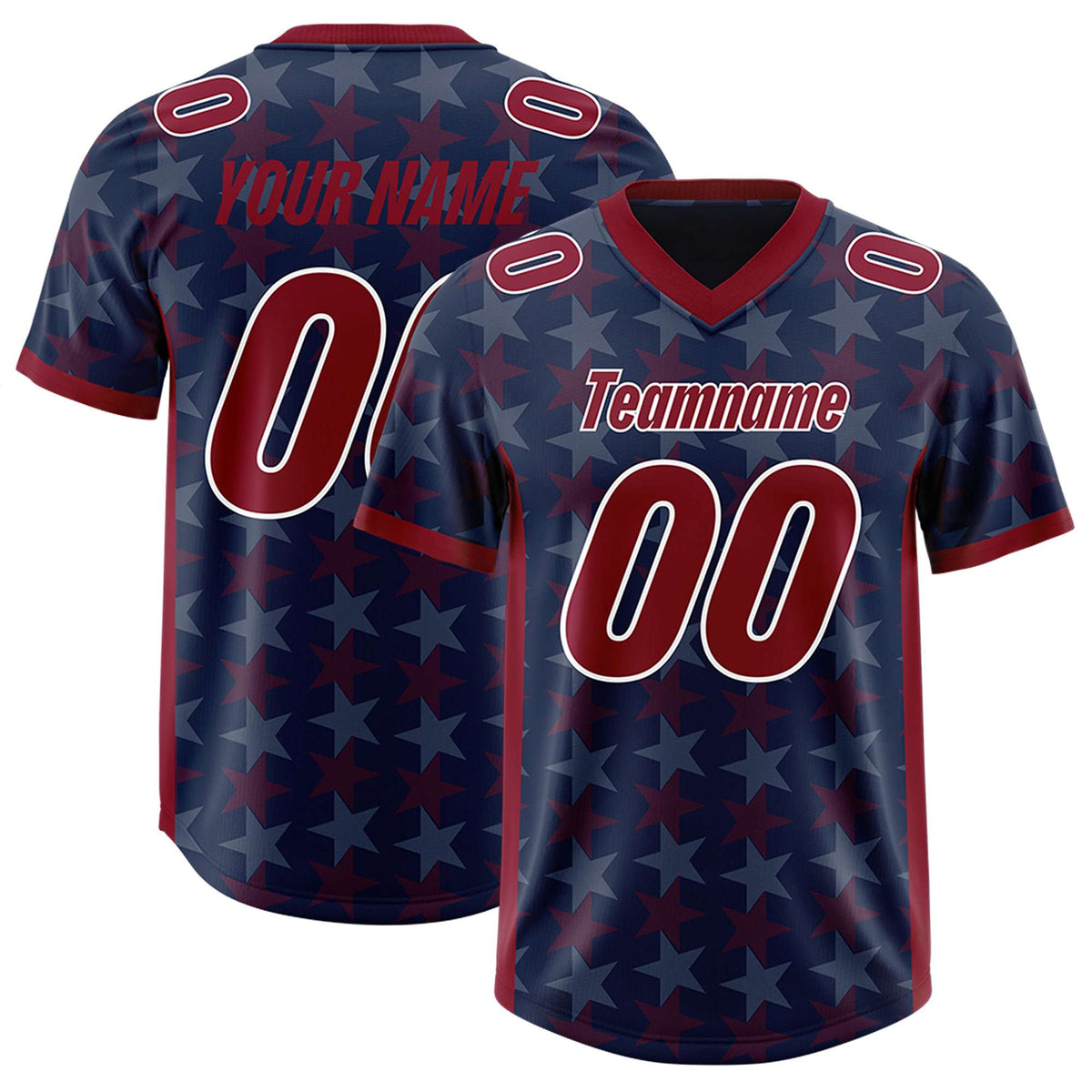 Custom Navy Crimson Personalized All Star Graffiti Pattern Authentic Football Jersey