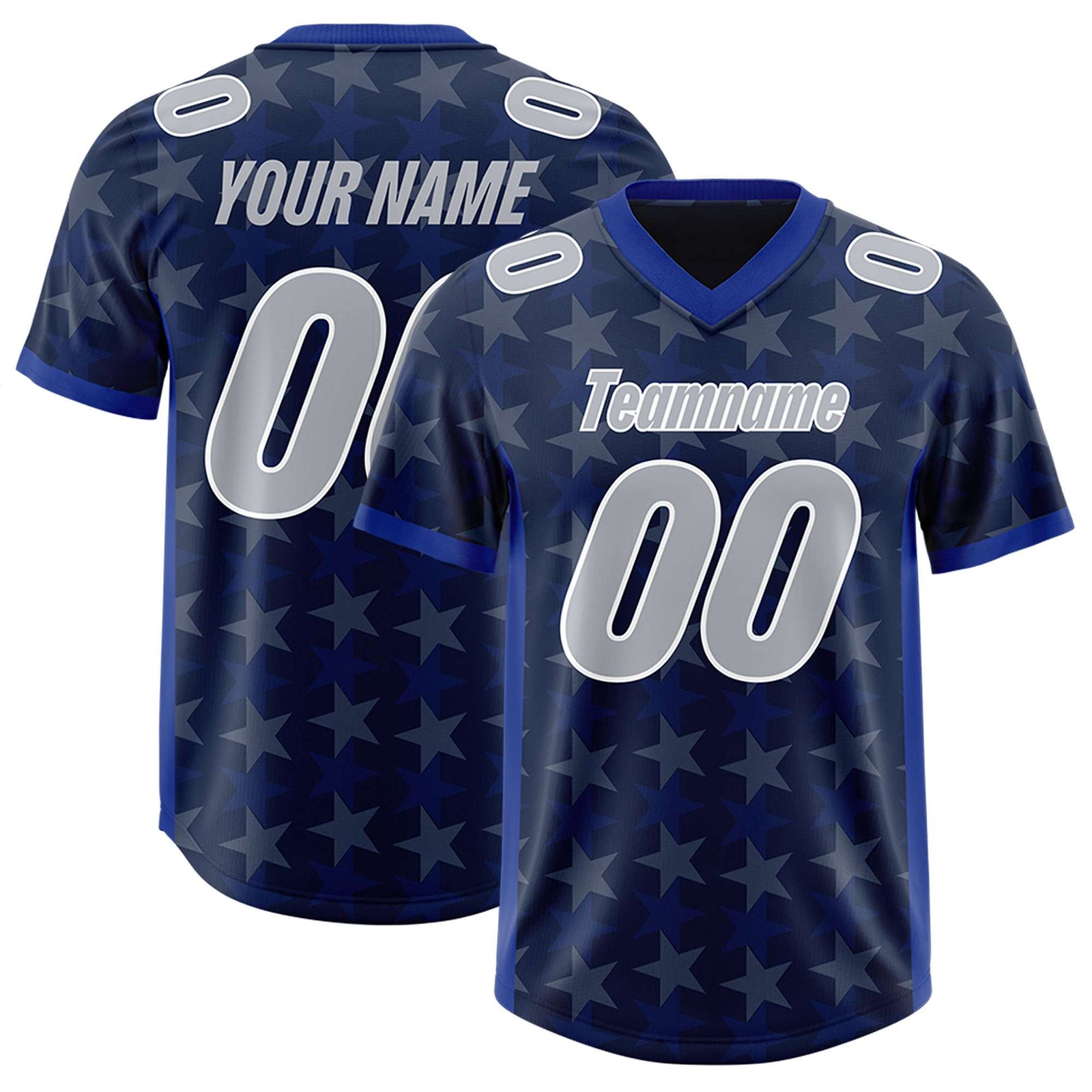 Custom Navy Royal Personalized All Star Graffiti Pattern Authentic Football Jersey